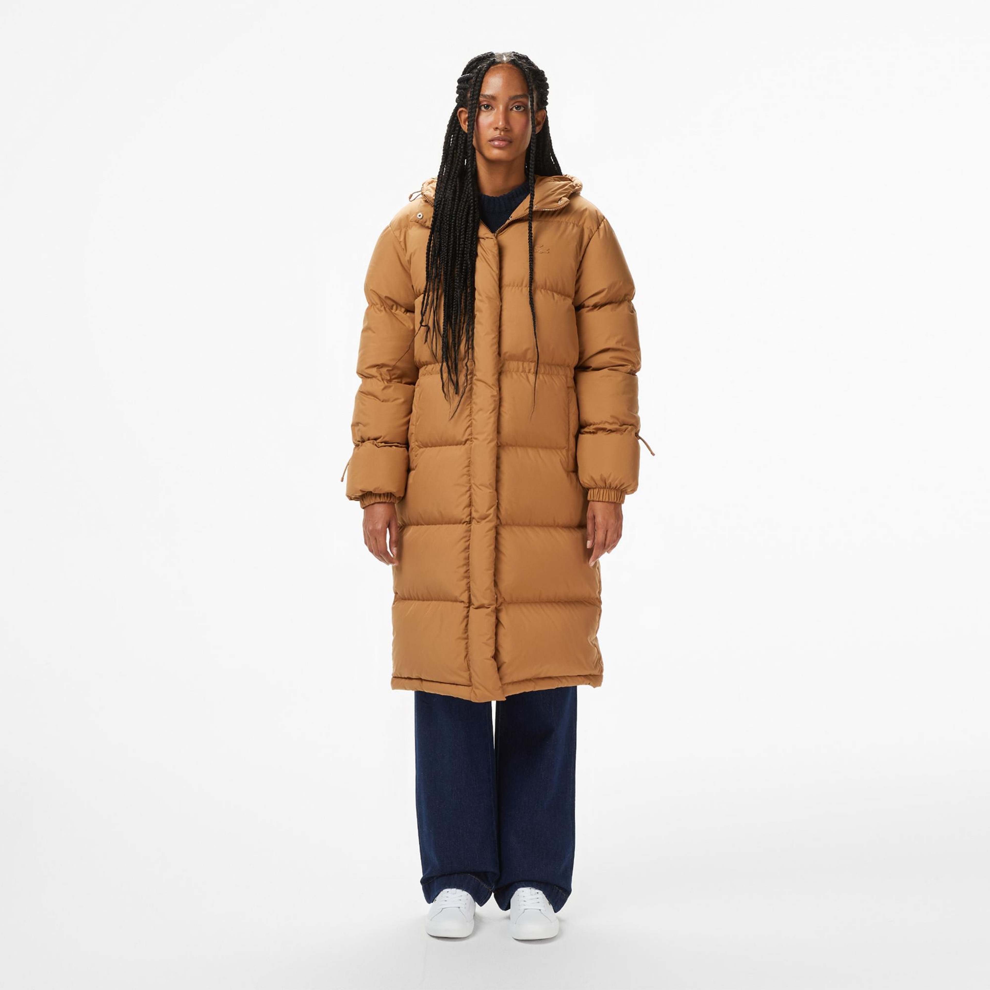 Lacoste Kadın Kapüşonlu Açık Kahverengi Mont