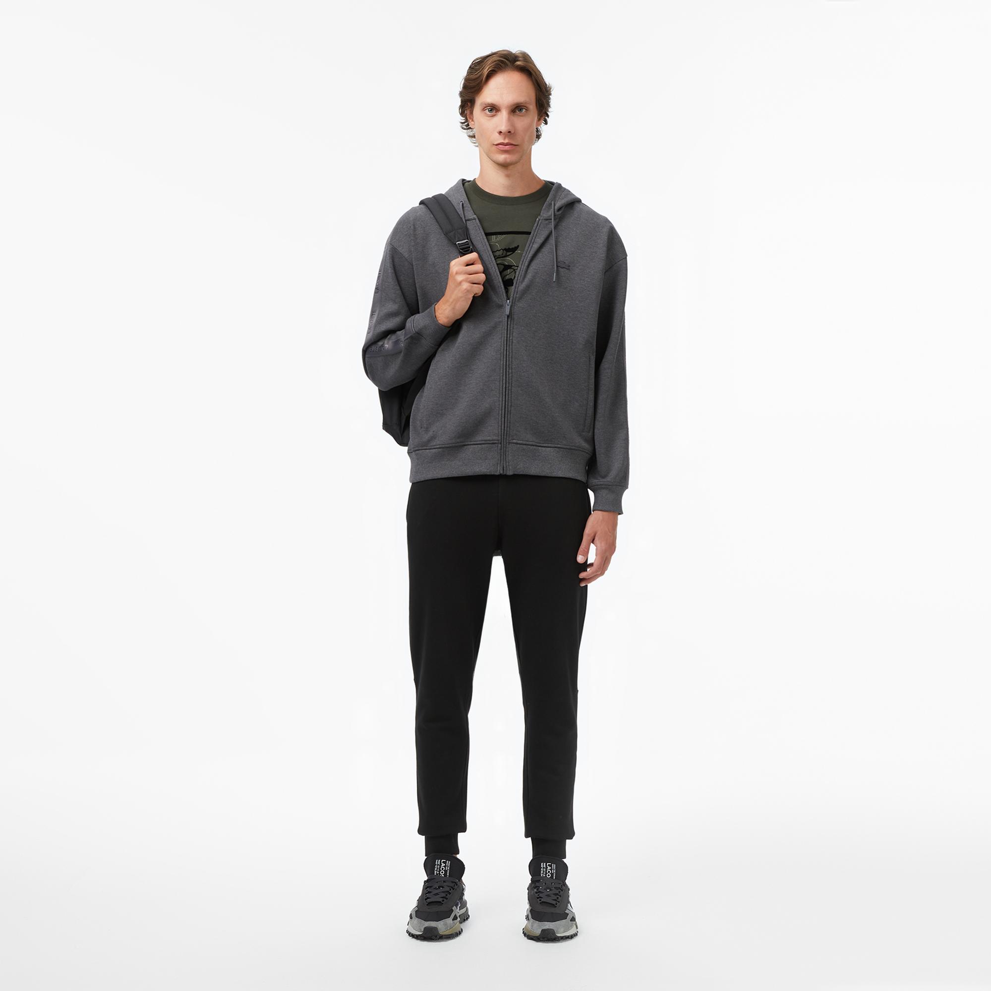 Lacoste Erkek Relaxed Fit Kapüşonlu Gri Sweatshirt