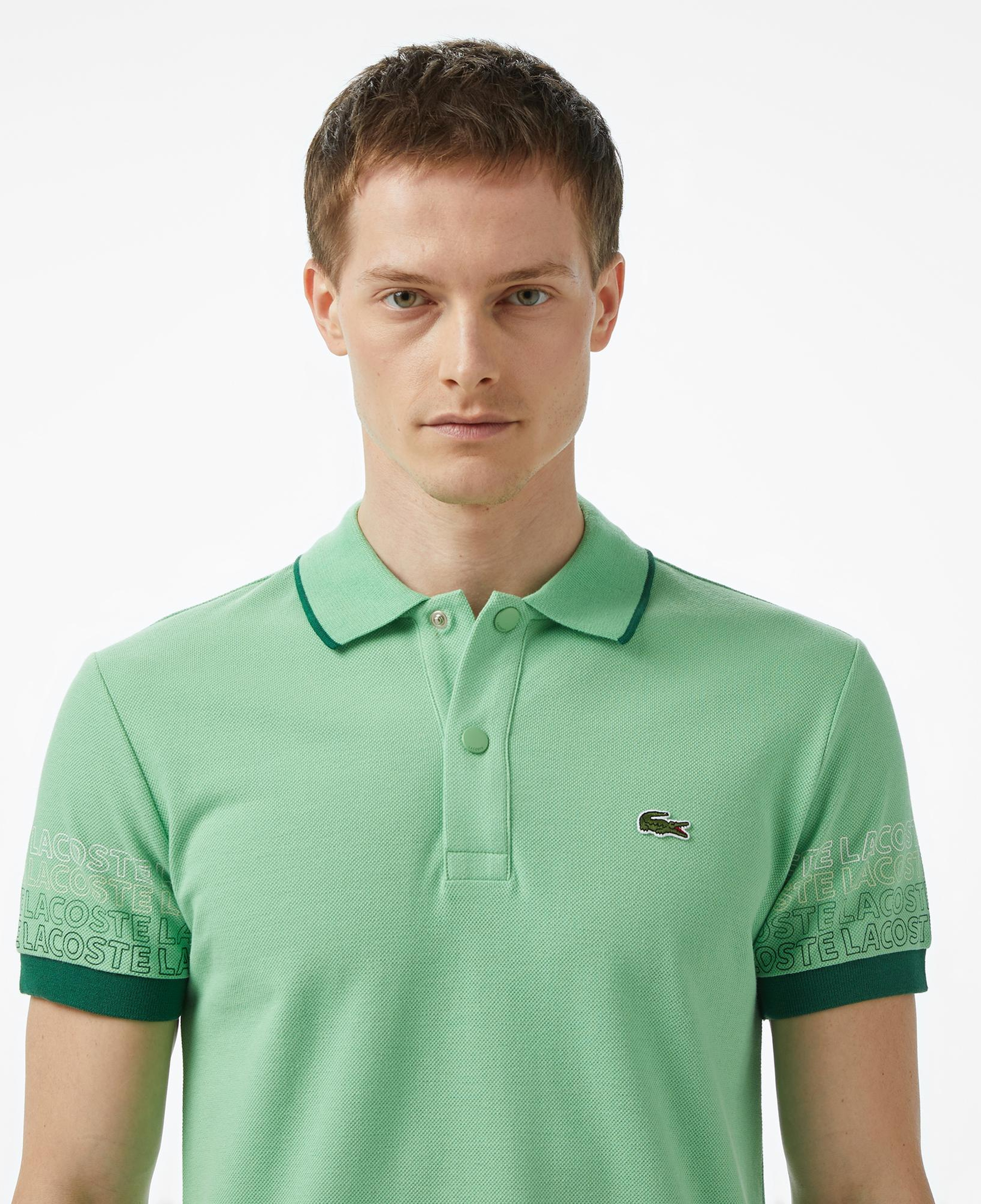 Lacoste Loose Fit Erkek Baskılı Açık Yeşil Polo