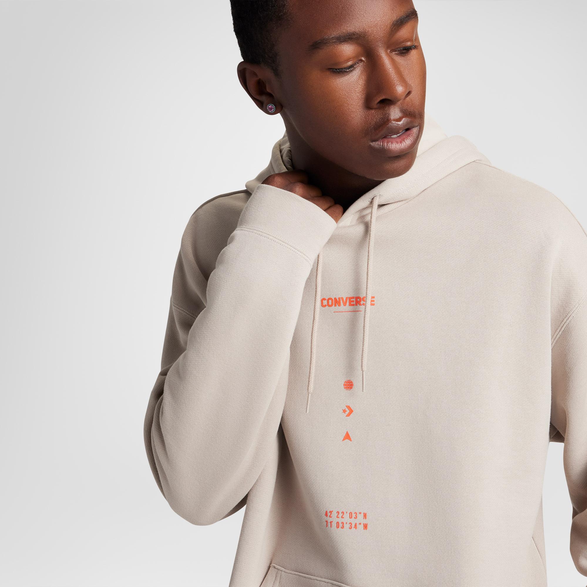 Converse Erkek Loose Fit Bej Hoodie