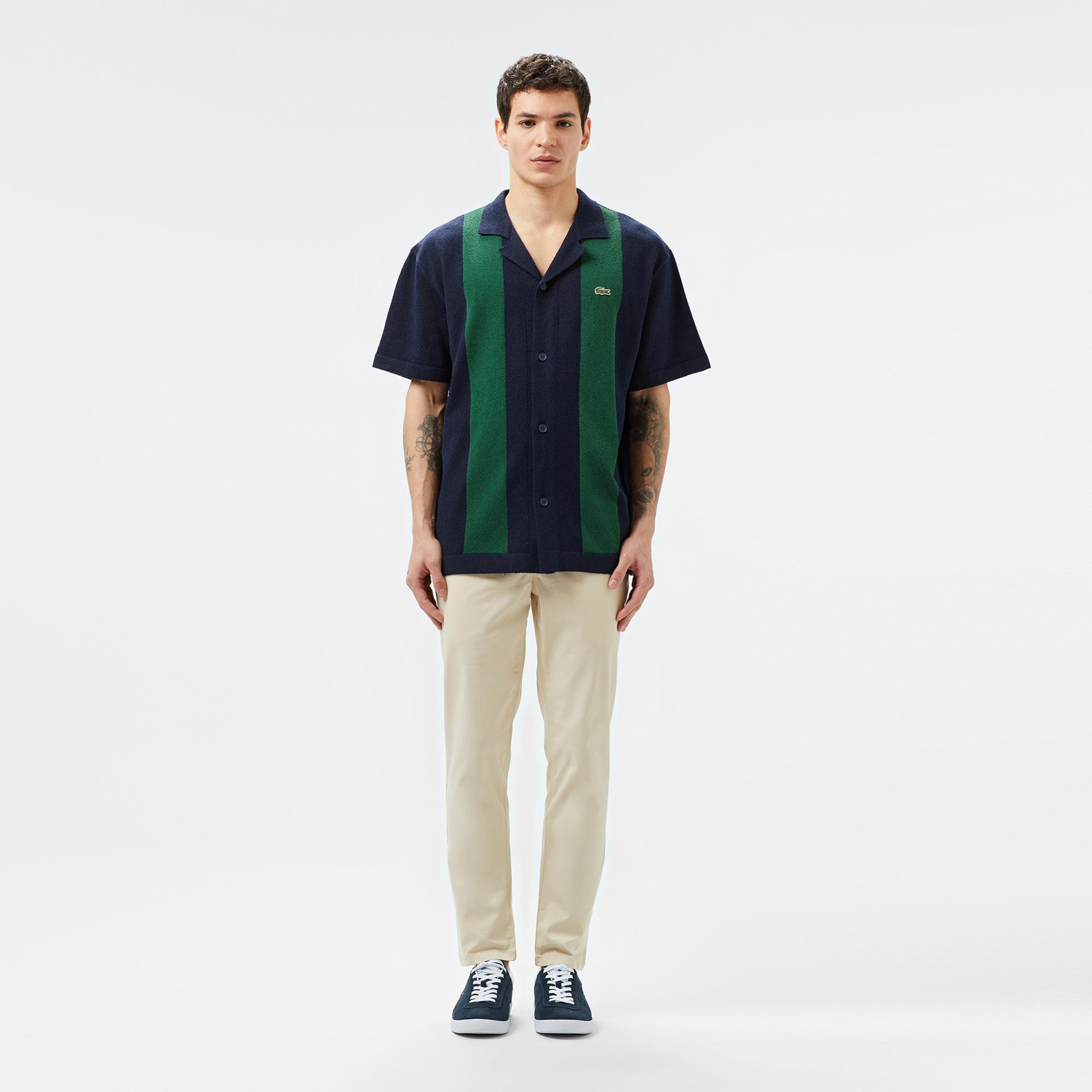 Lacoste Erkek Kısa Kollu Polo Yaka Renk Bloklu Lacivert Triko