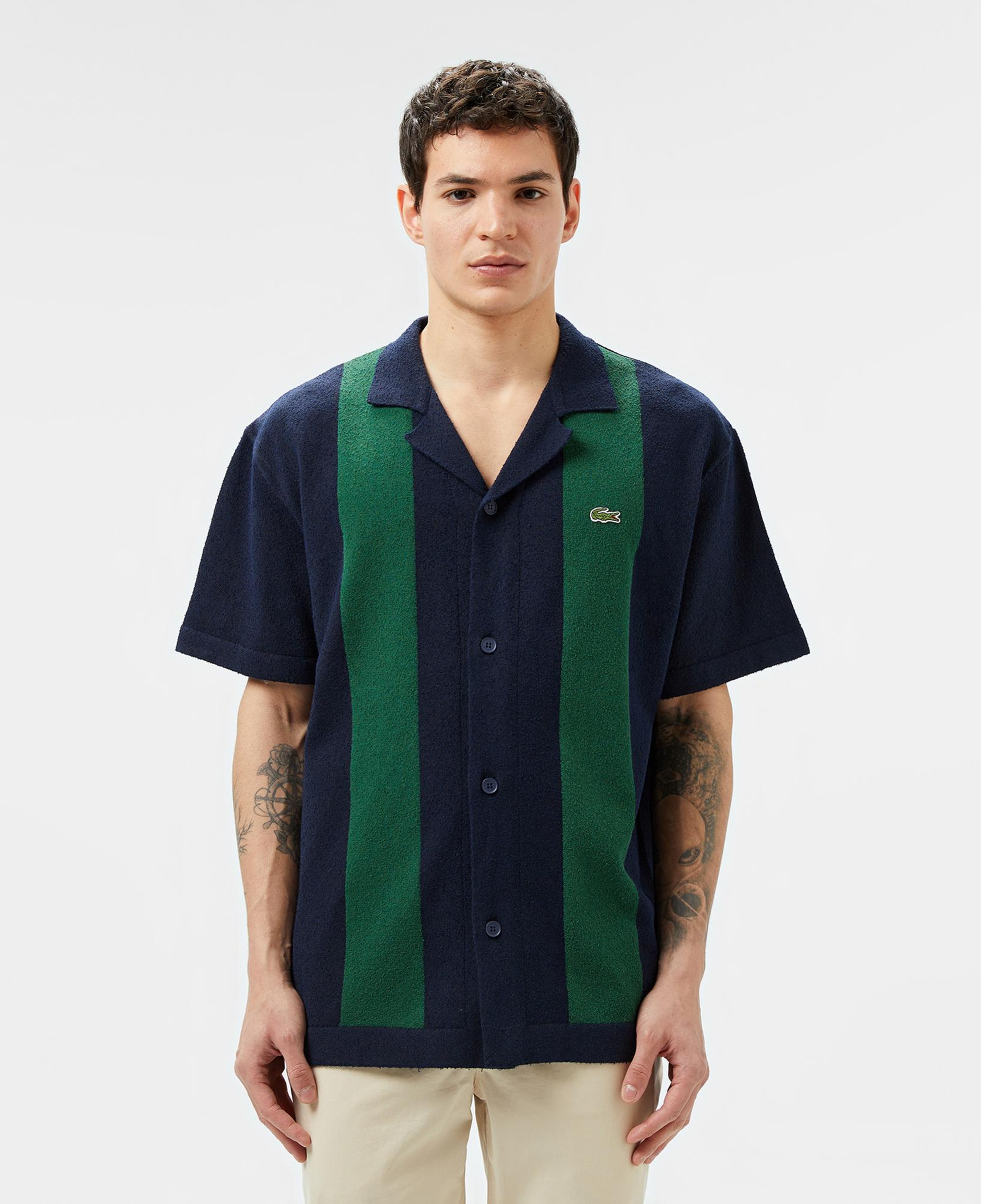 Lacoste Erkek Kısa Kollu Polo Yaka Renk Bloklu Lacivert Triko