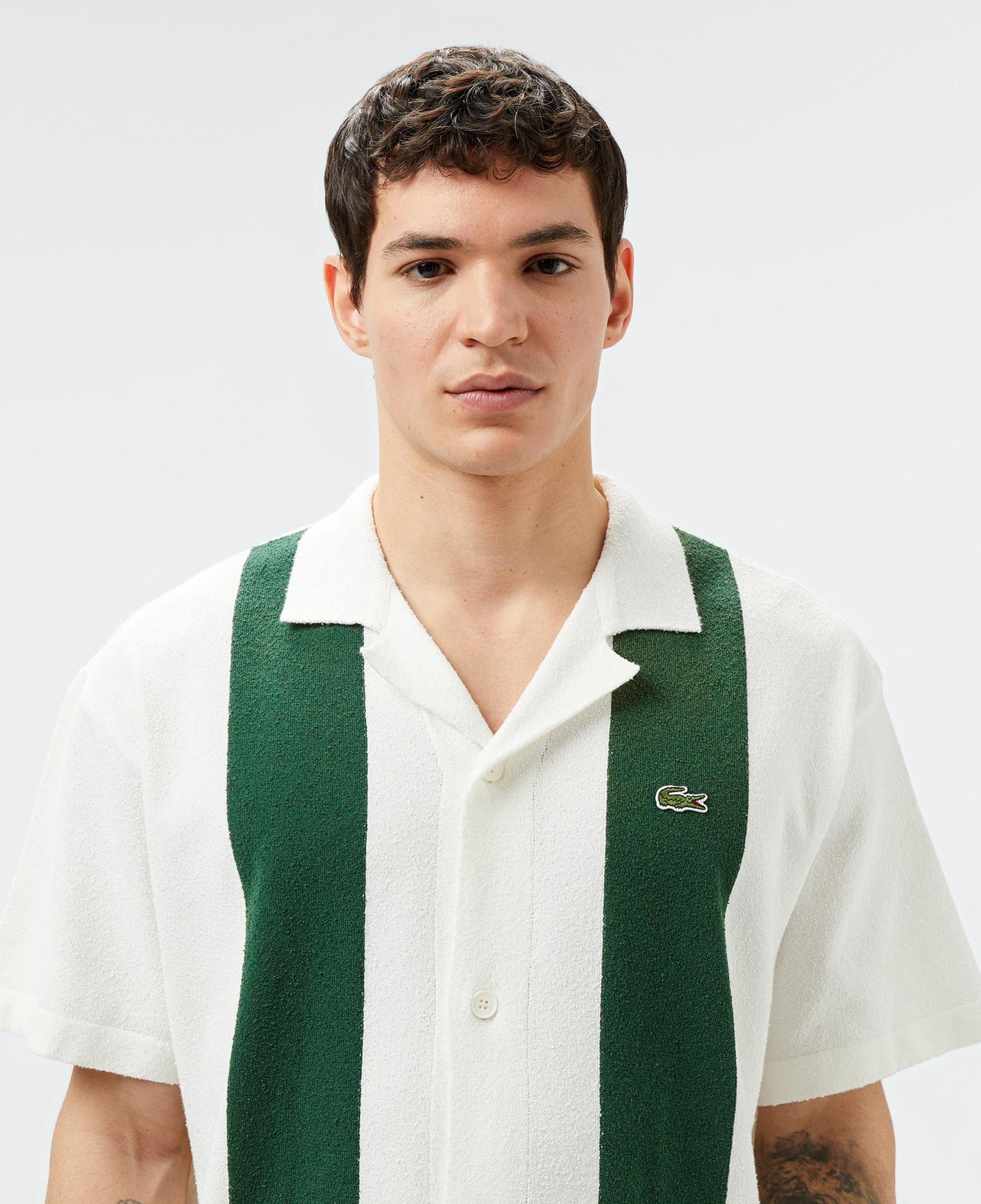 Lacoste Erkek Kısa Kollu Polo Yaka Renk Bloklu Beyaz Triko