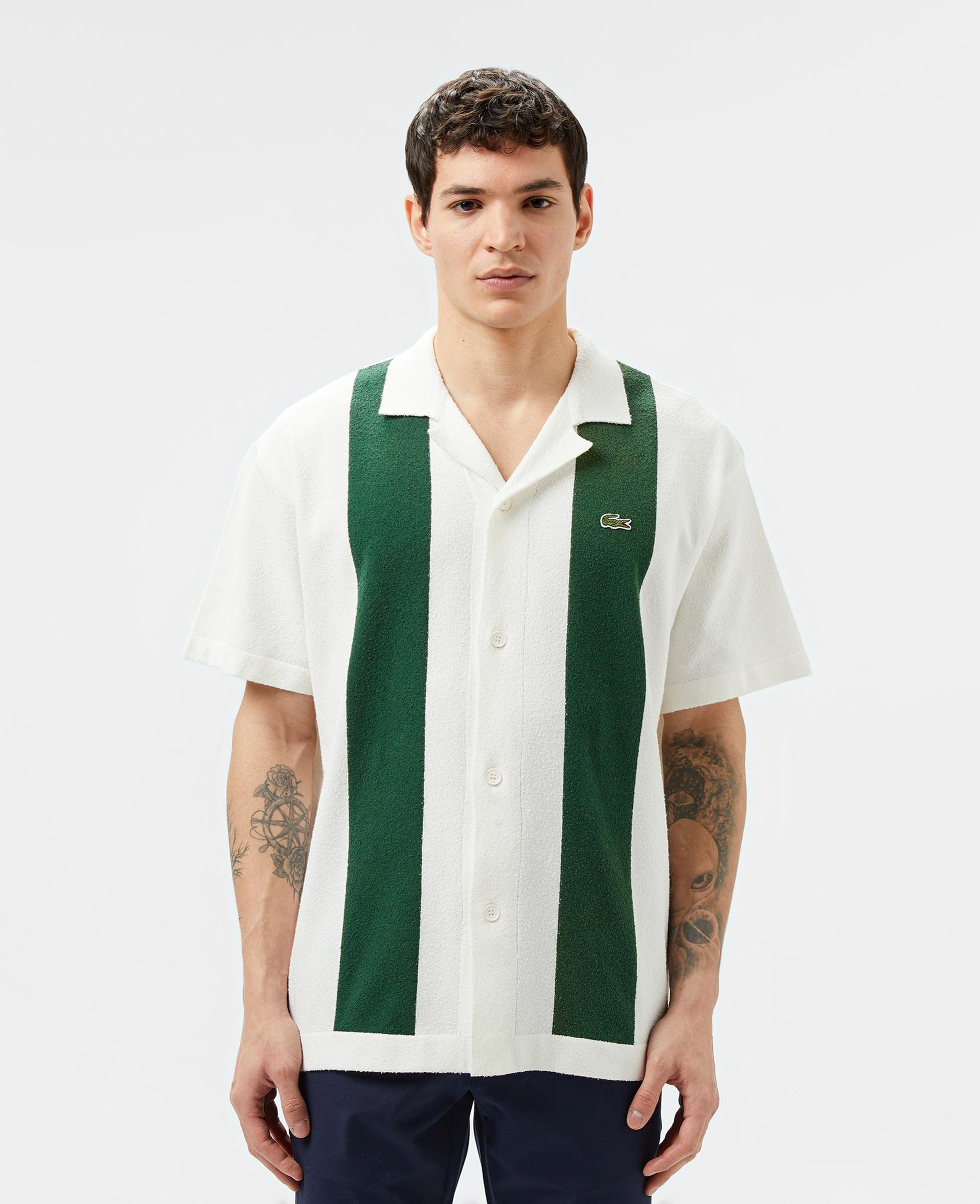 Lacoste Erkek Kısa Kollu Polo Yaka Renk Bloklu Beyaz Triko