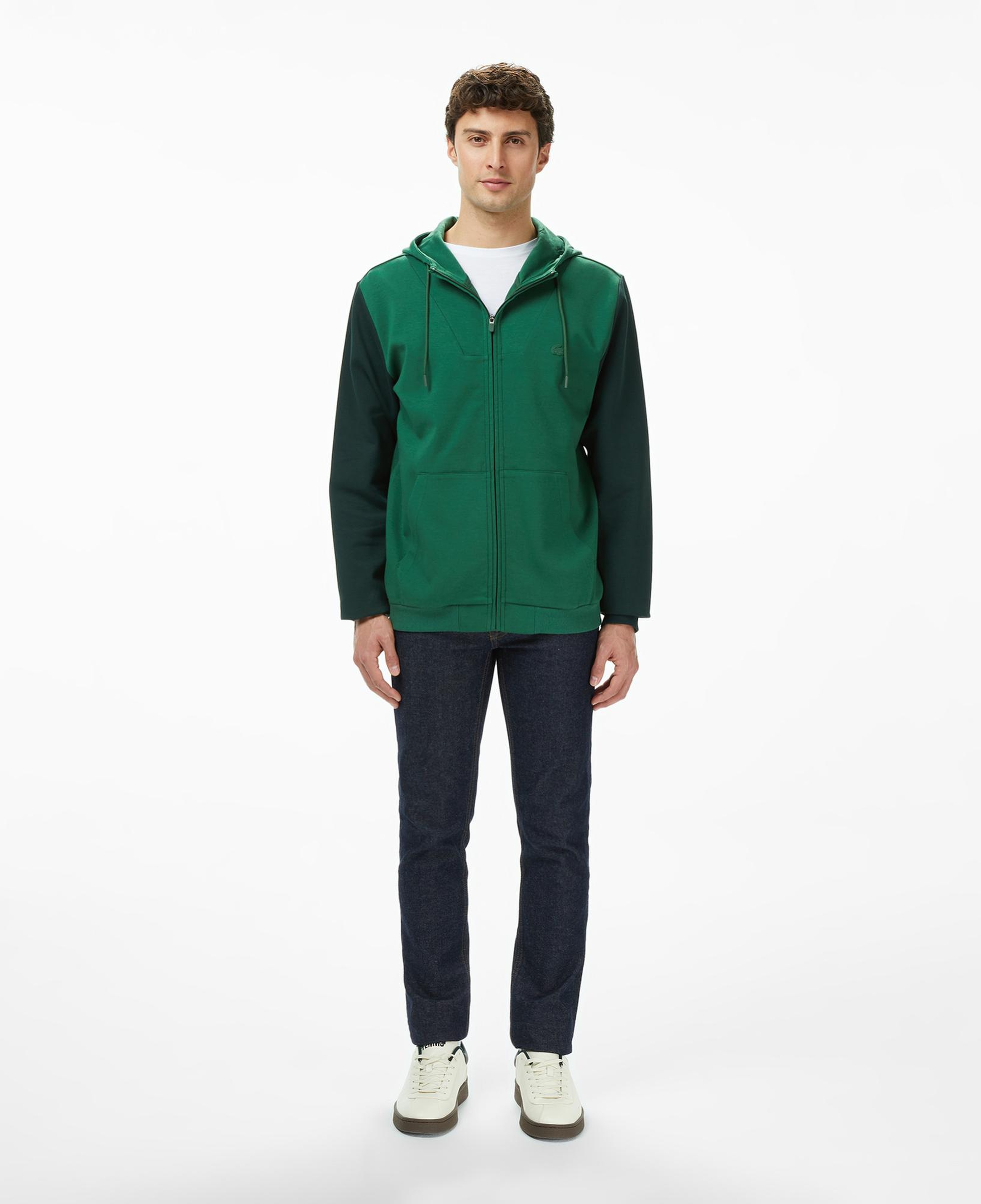 Lacoste Erkek Slim Fit Kapüşonlu Renk Bloklu Yeşil Sweatshirt