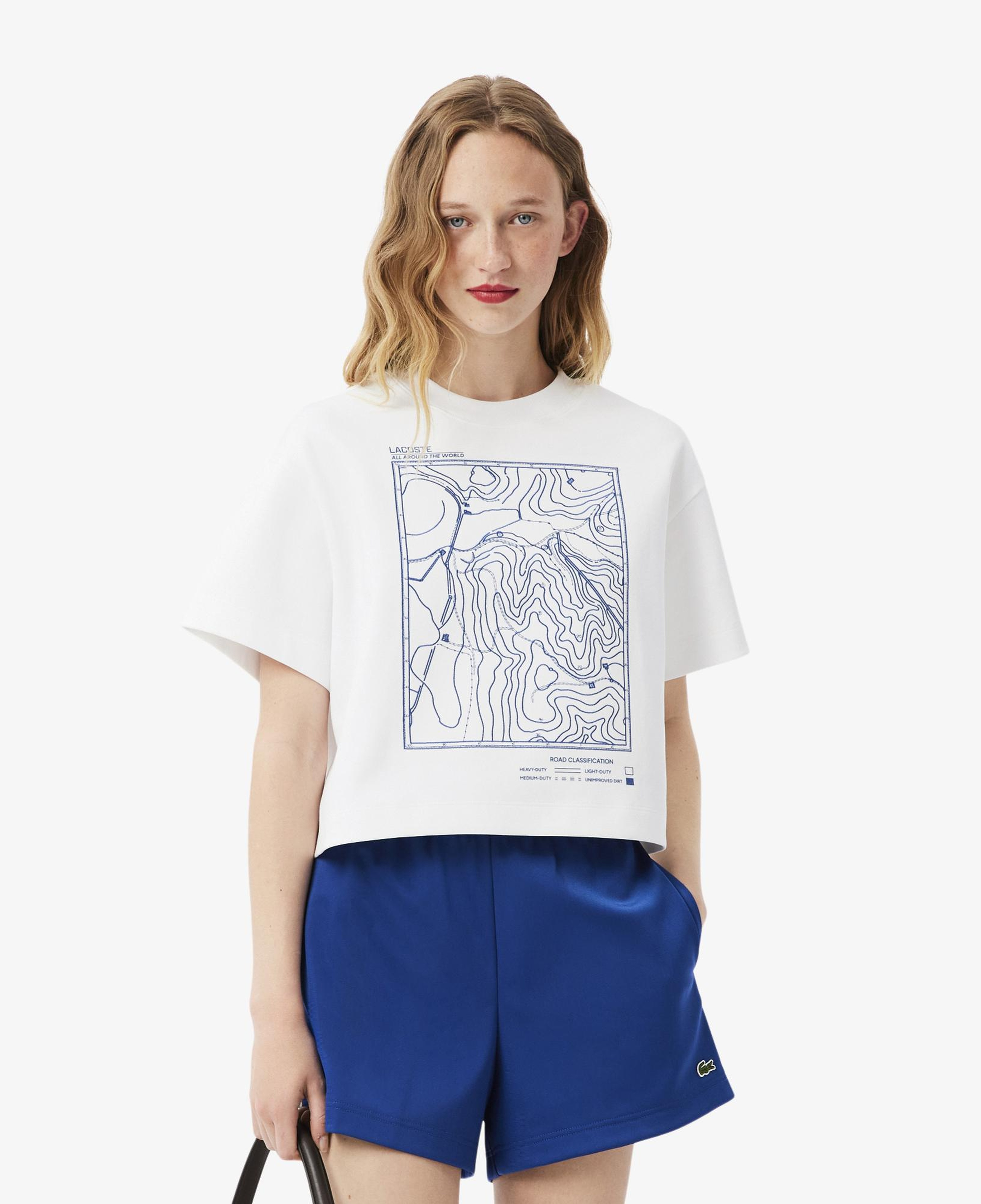 Lacoste Kadın Oversize Fit Bisiklet Yaka Beyaz T-Shirt