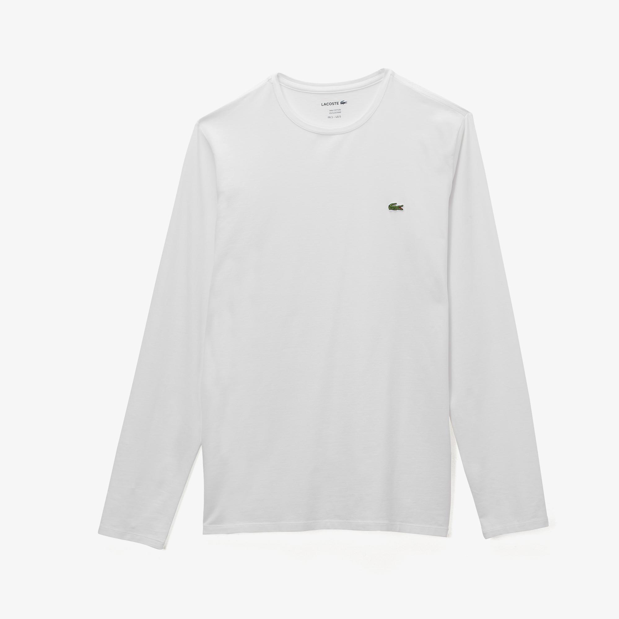 Lacoste Erkek Regular Fit Uzun Kollu Bisiklet Yaka Beyaz T-Shirt