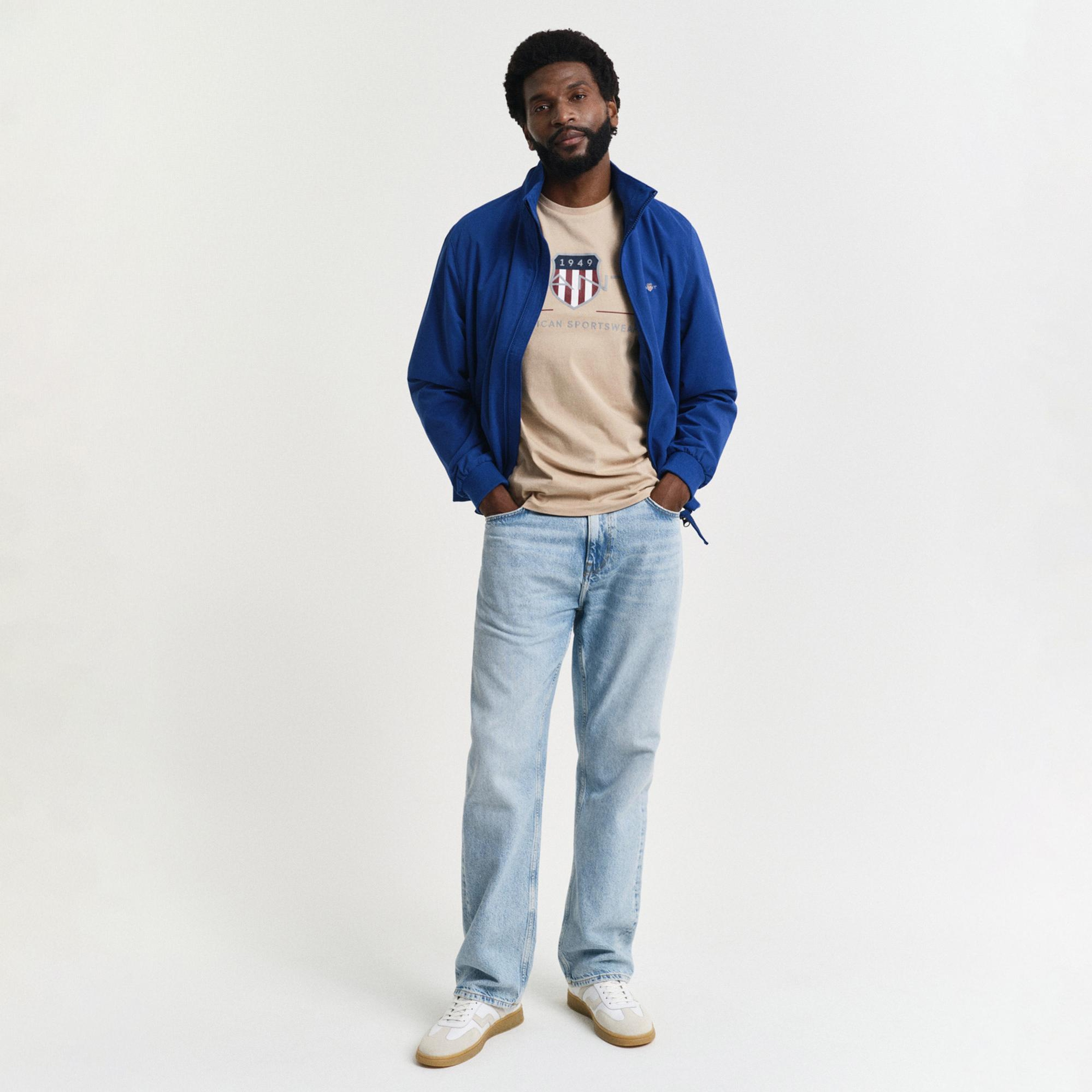 GANT Erkek Bej Regular Fit Bisiklet Yaka Logolu T-Shirt