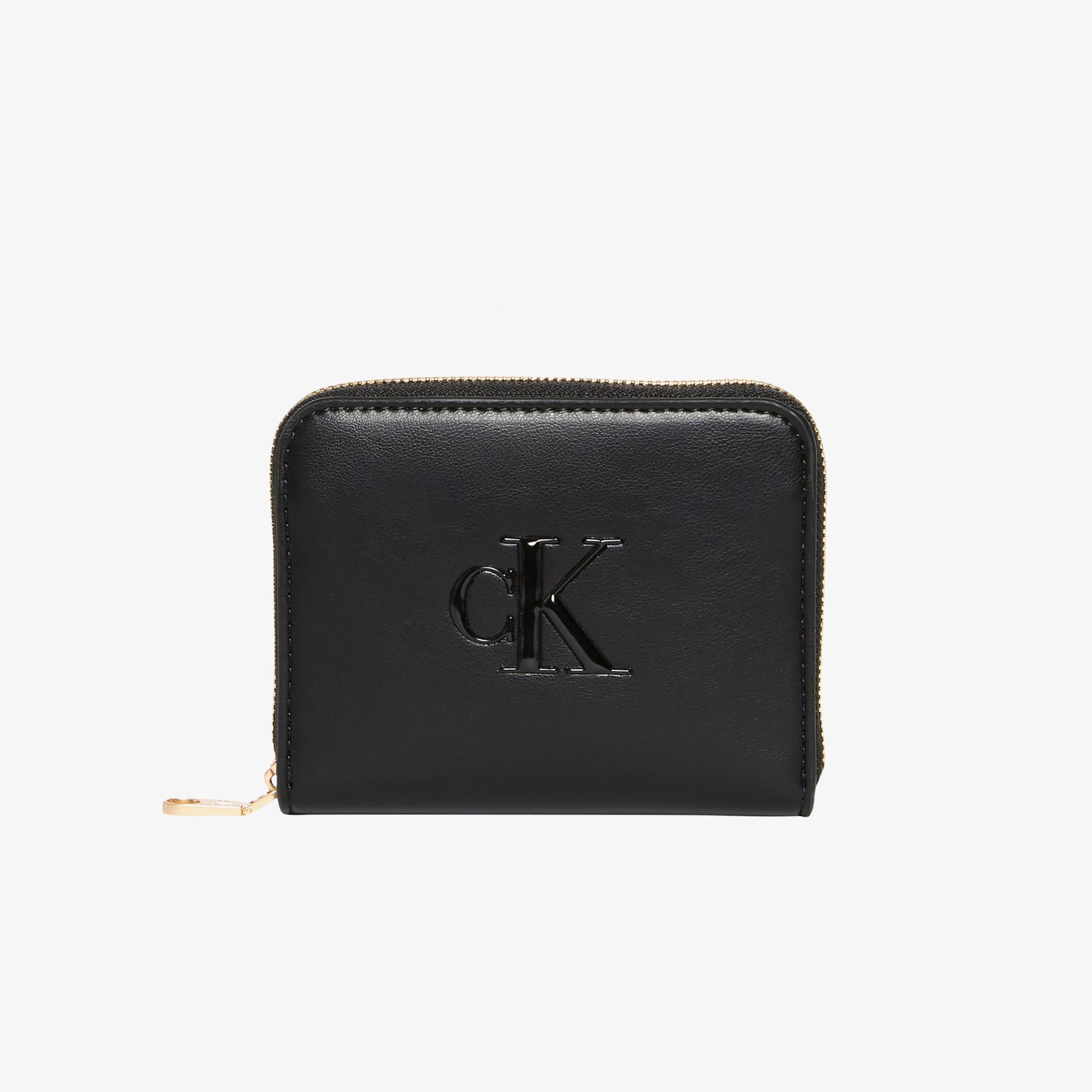 Calvin Klein Bold Medium Zip Around Kadın Siyah Cüzdan