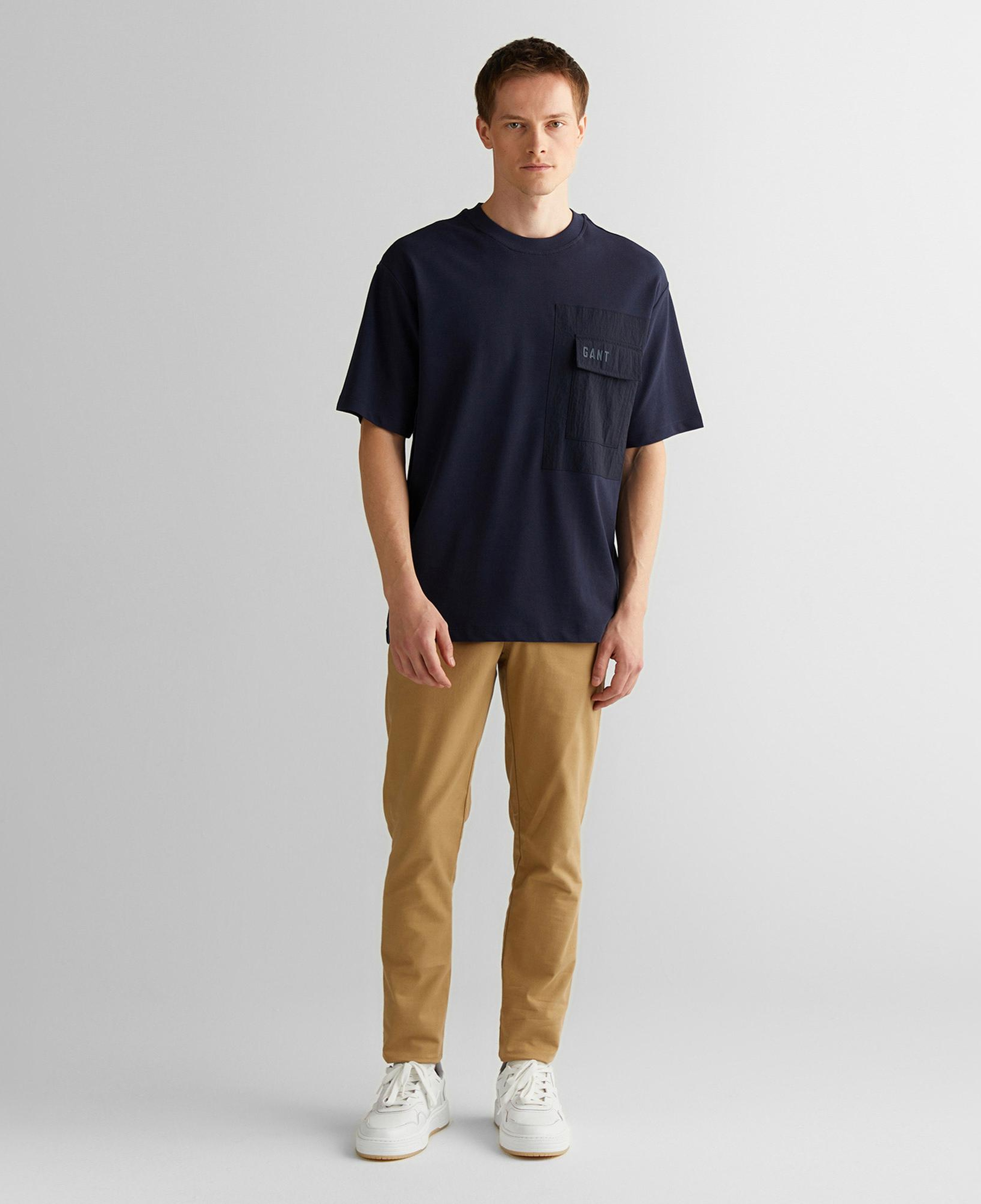 GANT Erkek Lacivert Relaxed Fit Bisiklet Yaka Logolu T-Shirt