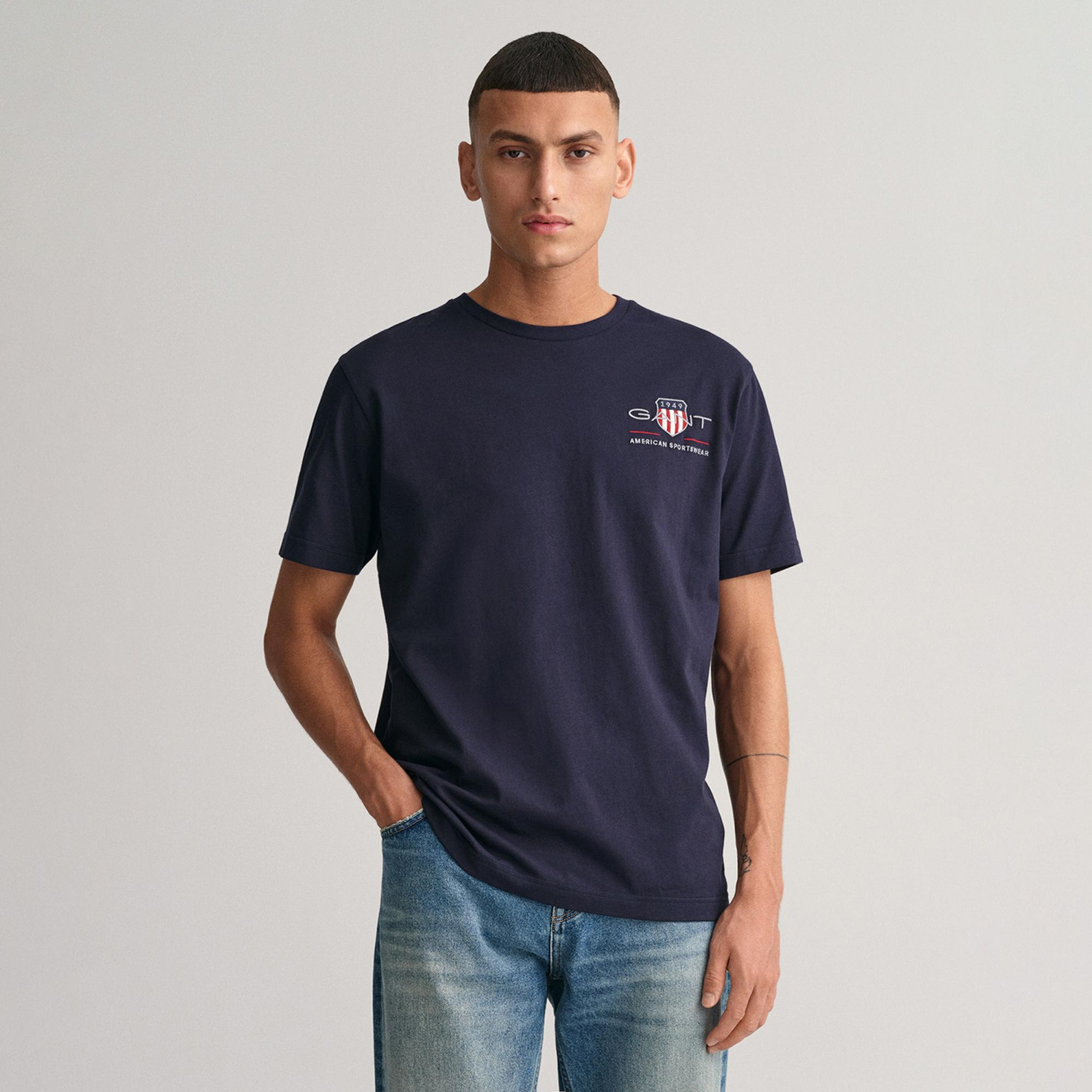 GANT Erkek Lacivert Regular Fit T-Shirt