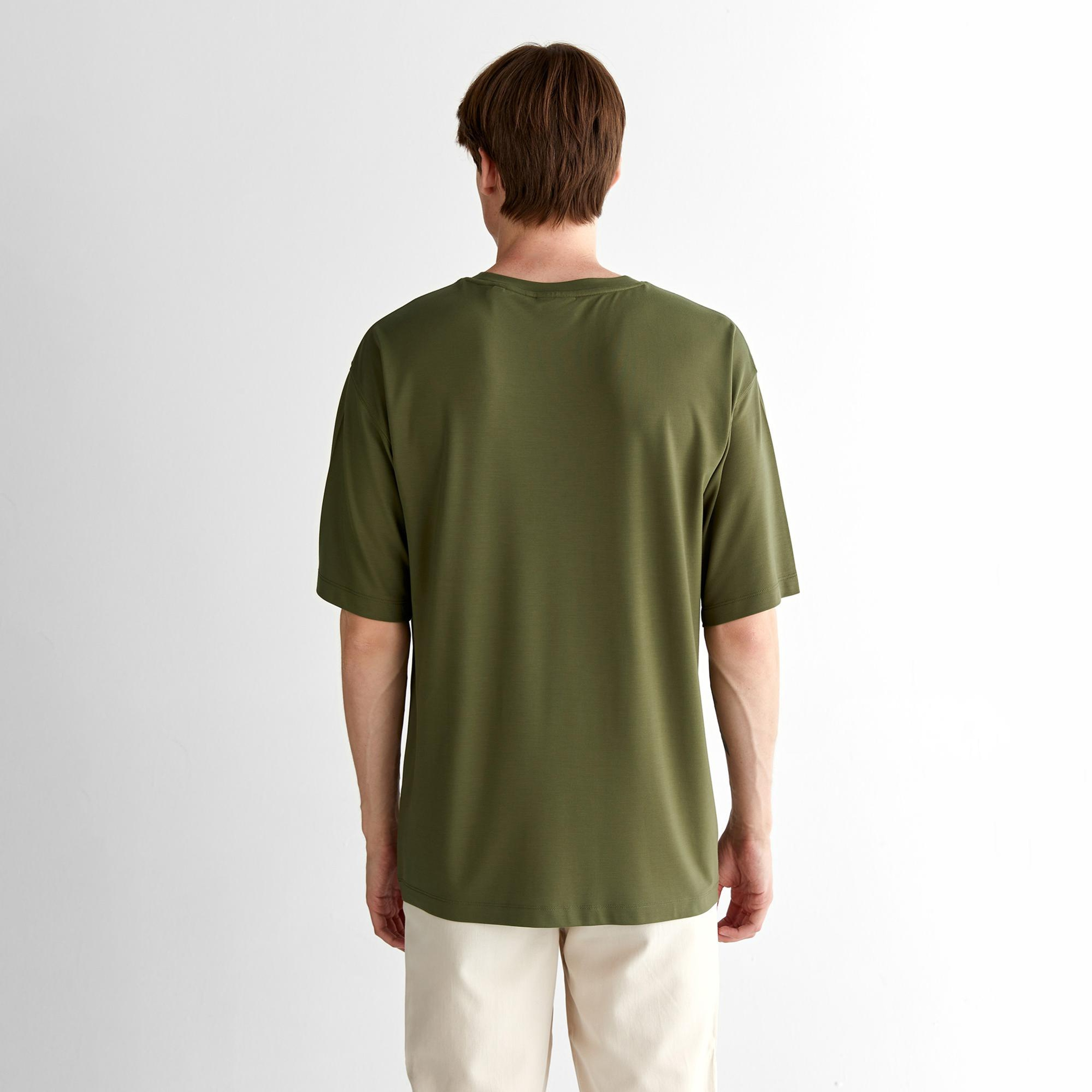 GANT Erkek Yeşil Relaxed Fit Bisiklet Yaka Logolu T-Shirt