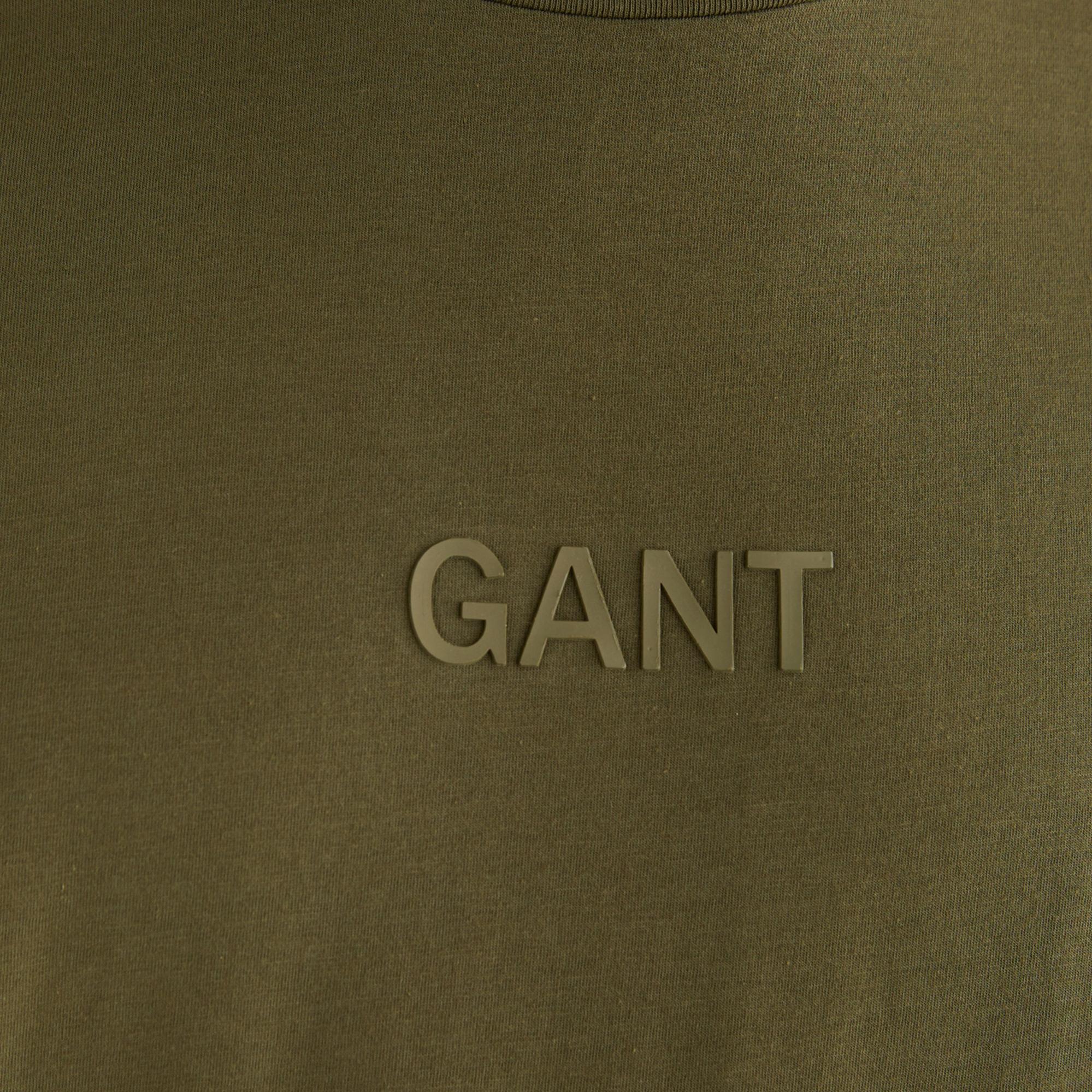 GANT Erkek Yeşil Relaxed Fit Bisiklet Yaka Logolu T-Shirt