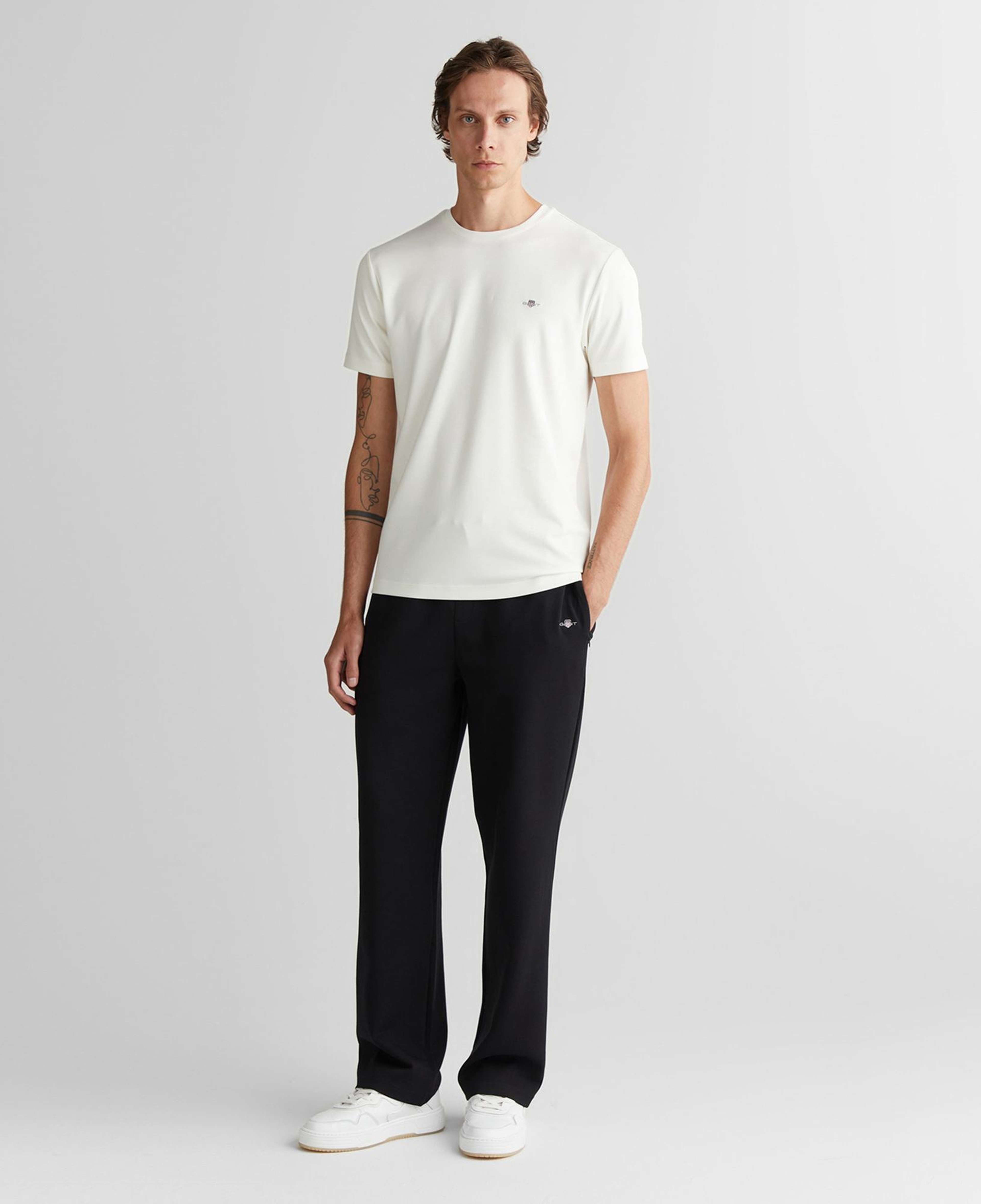 GANT Erkek Beyaz Regular Fit Bisiklet Yaka T-Shirt