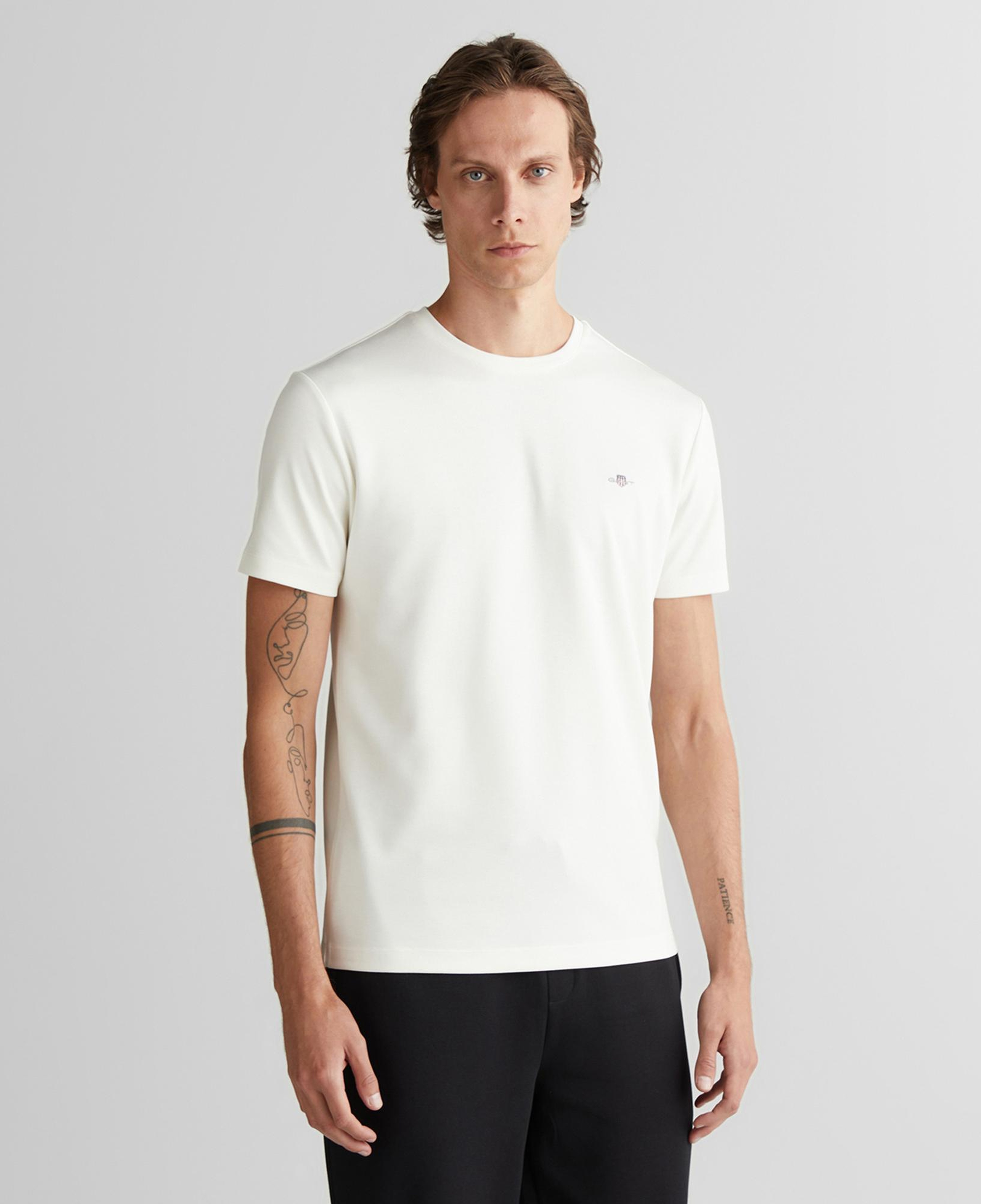 GANT Erkek Beyaz Regular Fit Bisiklet Yaka T-Shirt
