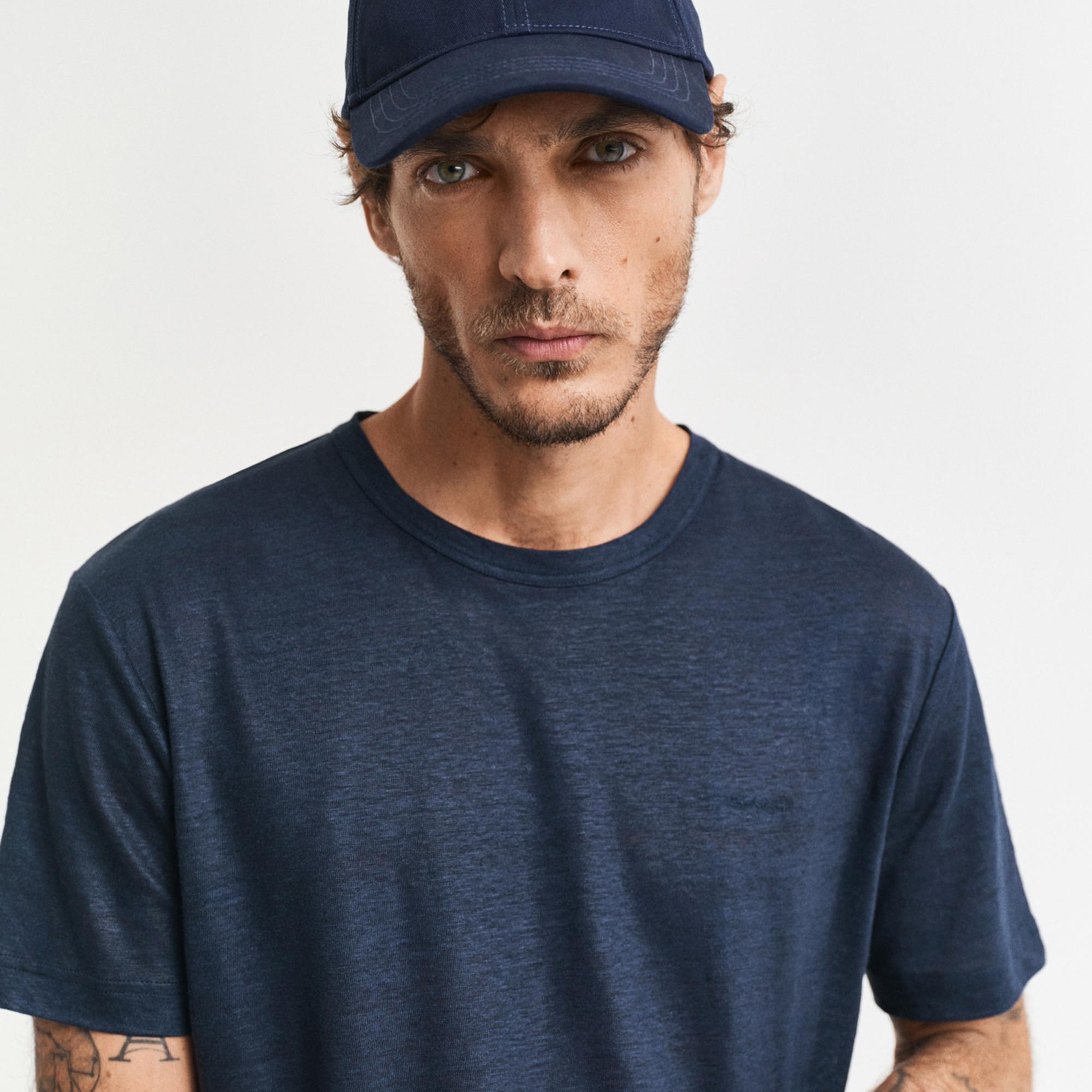 GANT Erkek Lacivert Regular Fit Bisiklet Yaka T-Shirt