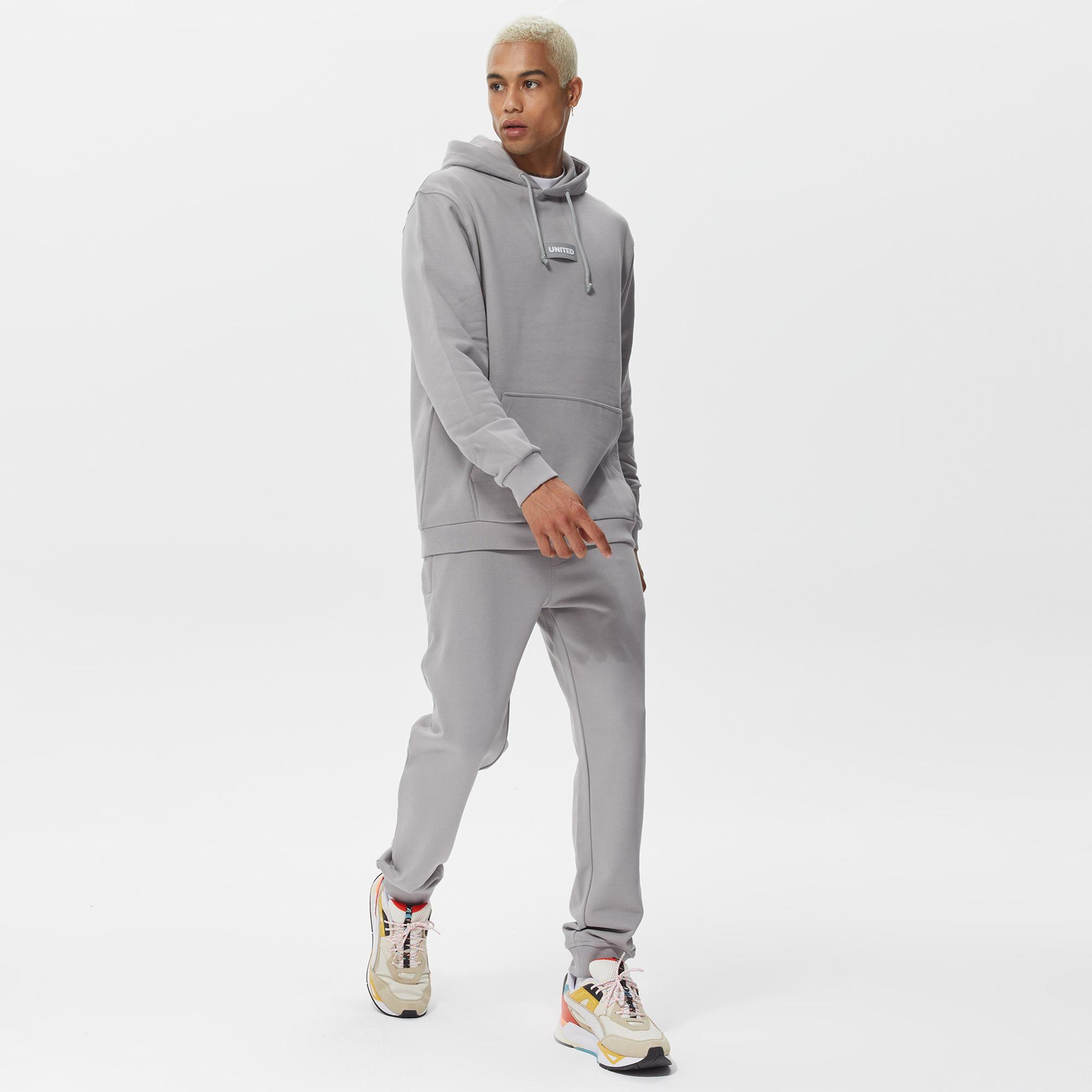 UNITED4 Classic Erkek Gri Hoodie