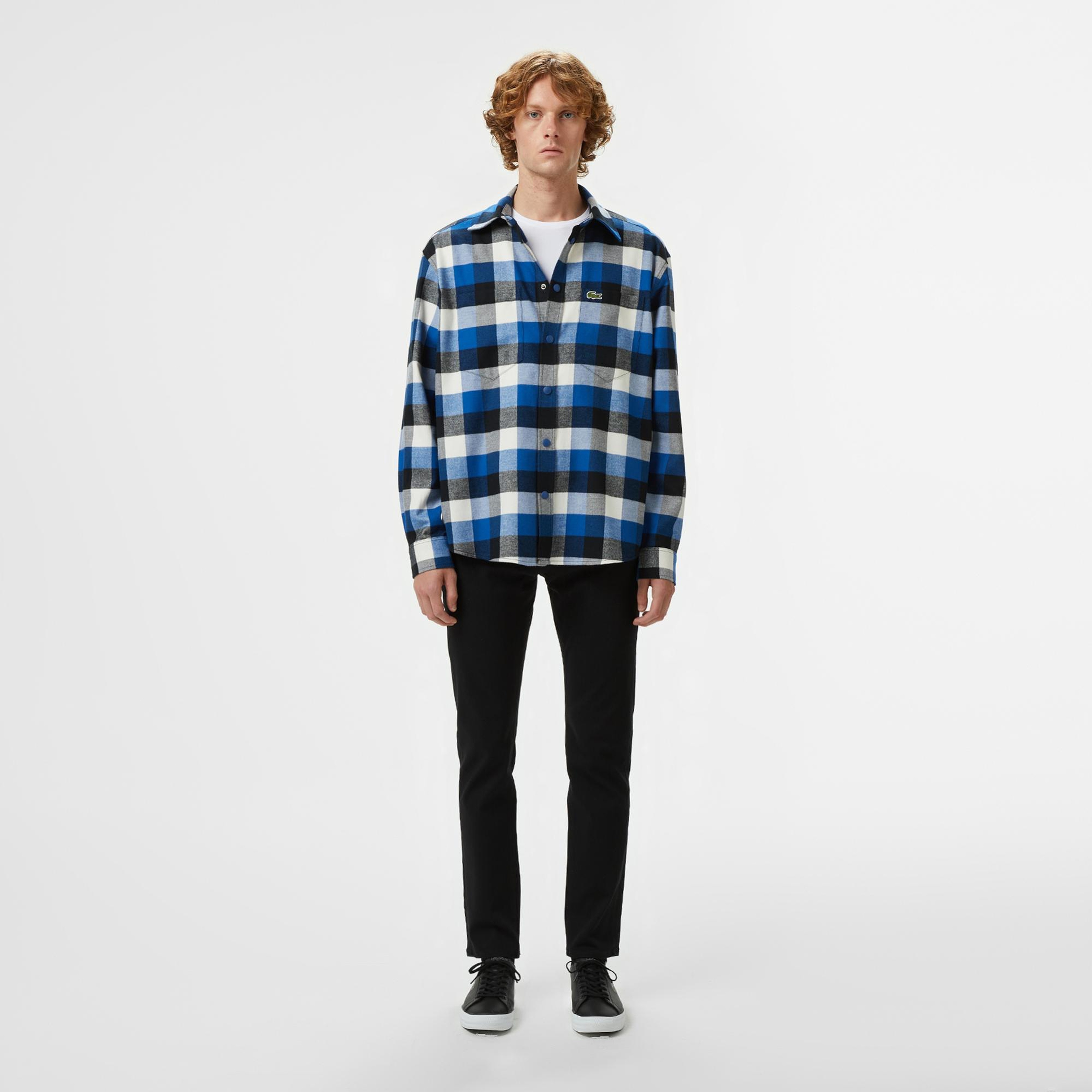 Lacoste Erkek Relaxed Fit Kareli Lacivert Gömlek