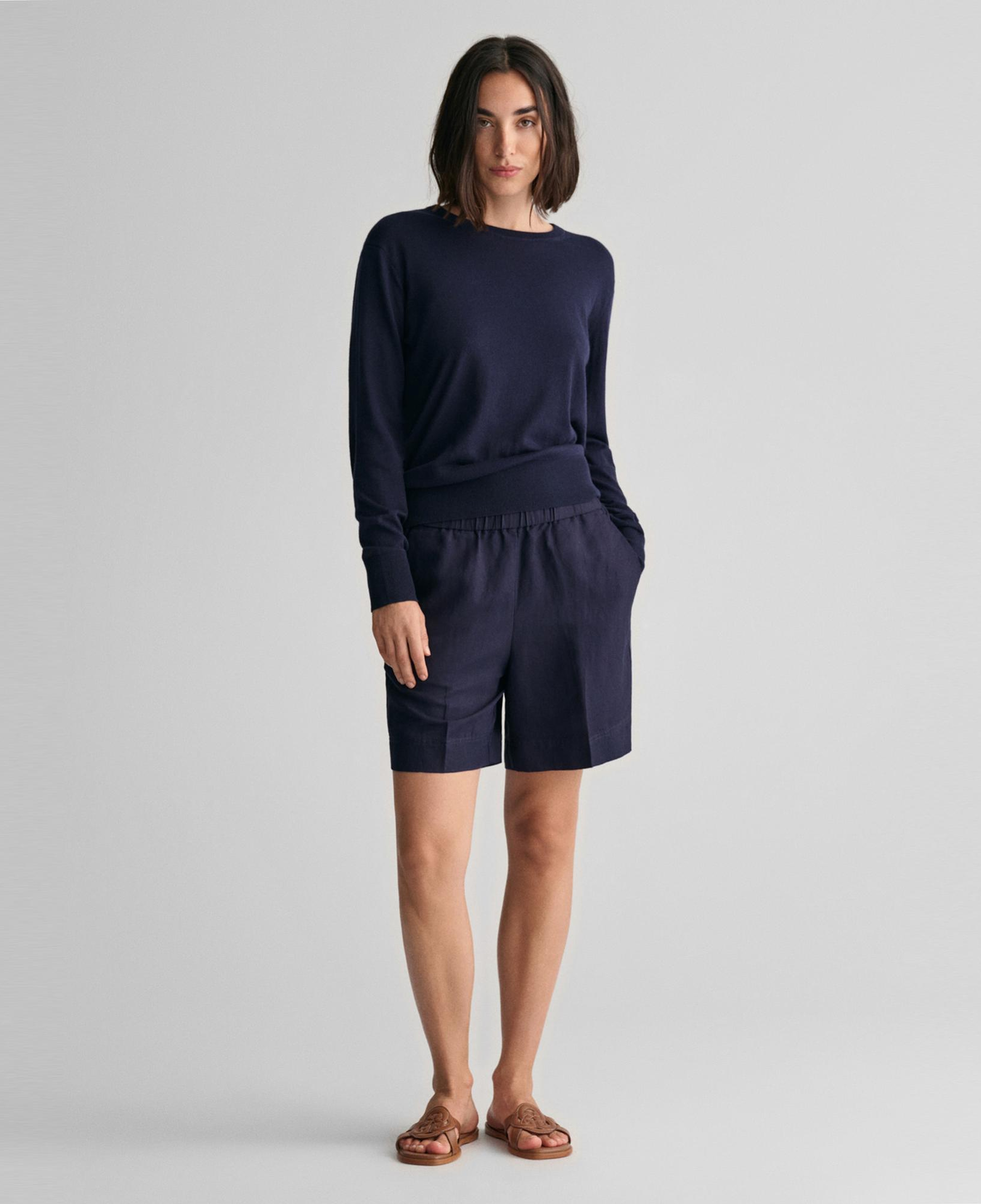 GANT Kadın Lacivert Relaxed Fit Keten Şort