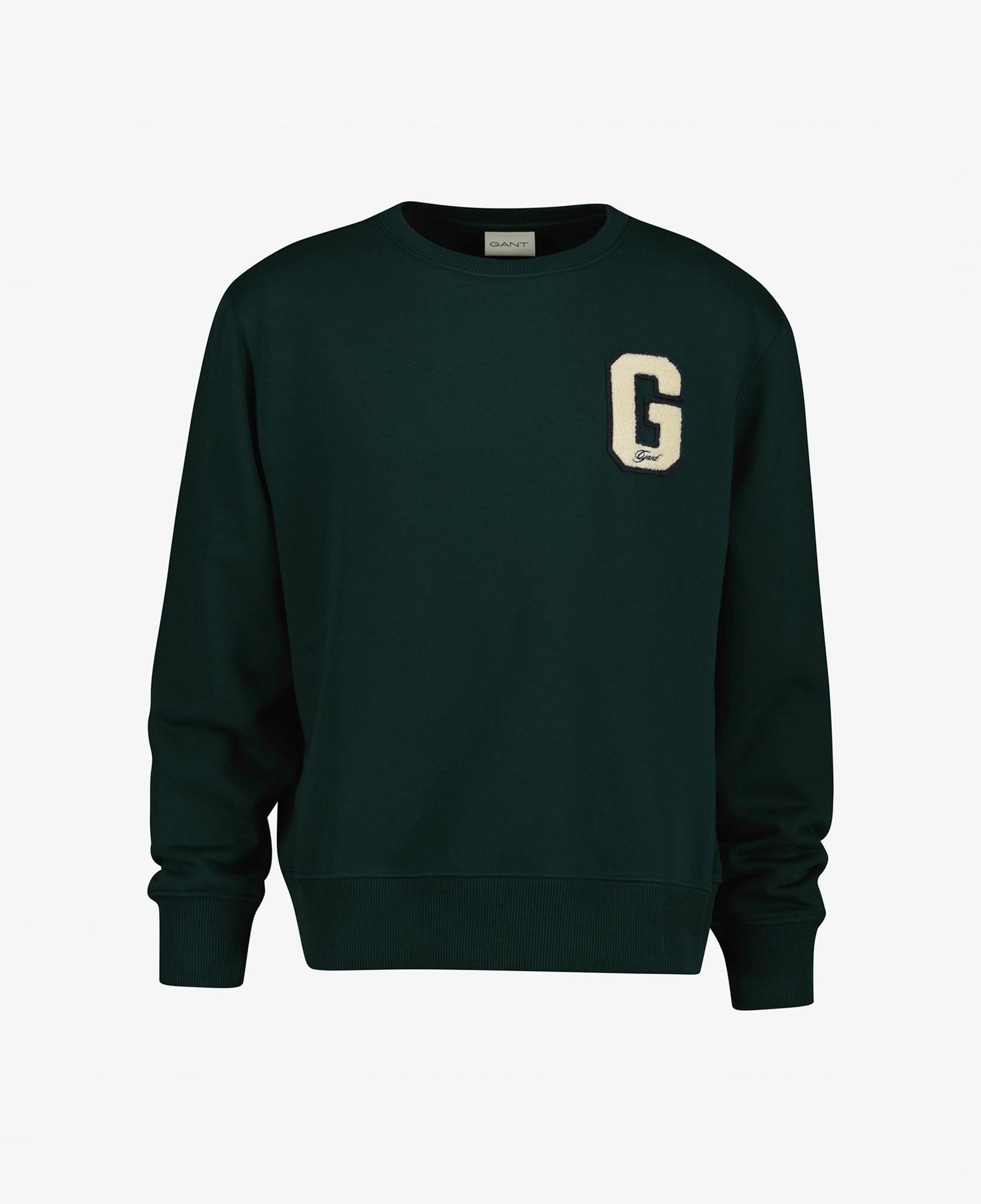 GANT Erkek Yeşil Regular Fit Bisiklet Yaka Logolu Sweatshirt