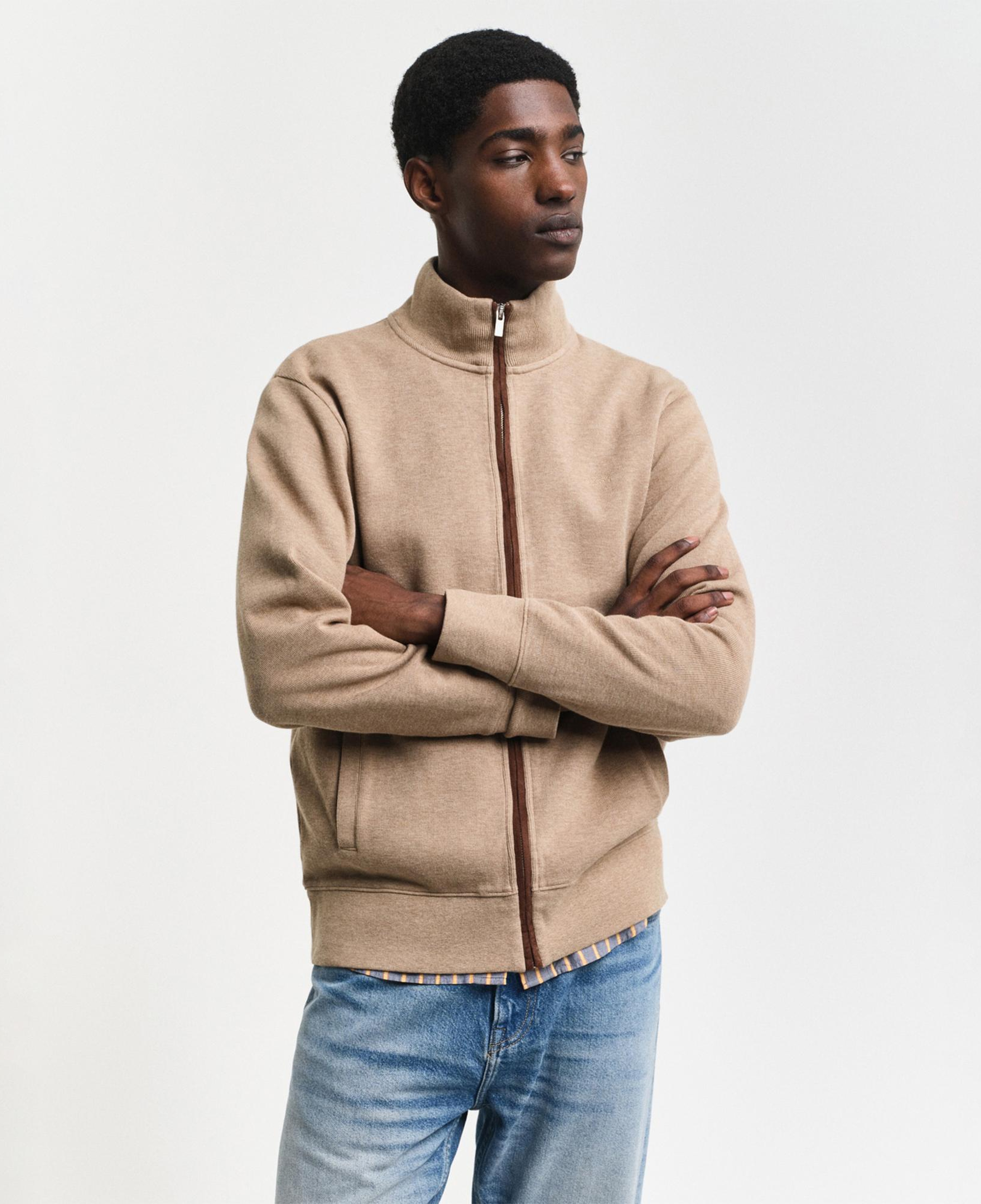 GANT Erkek Bej Regular Fit Fermuarlı Hırka