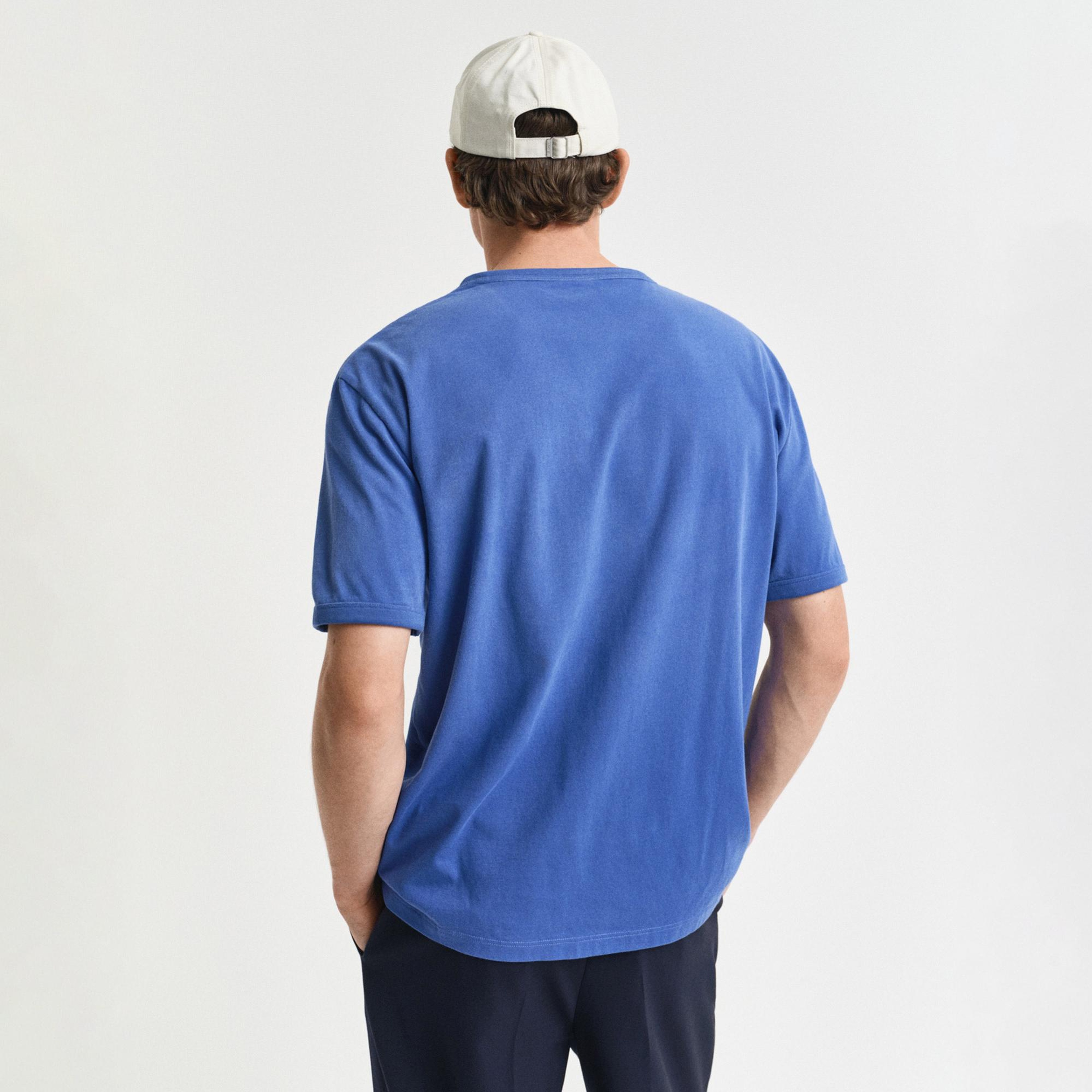 GANT Erkek Mavi Relaxed Fit Bisiklet Yaka Logolu T-Shirt