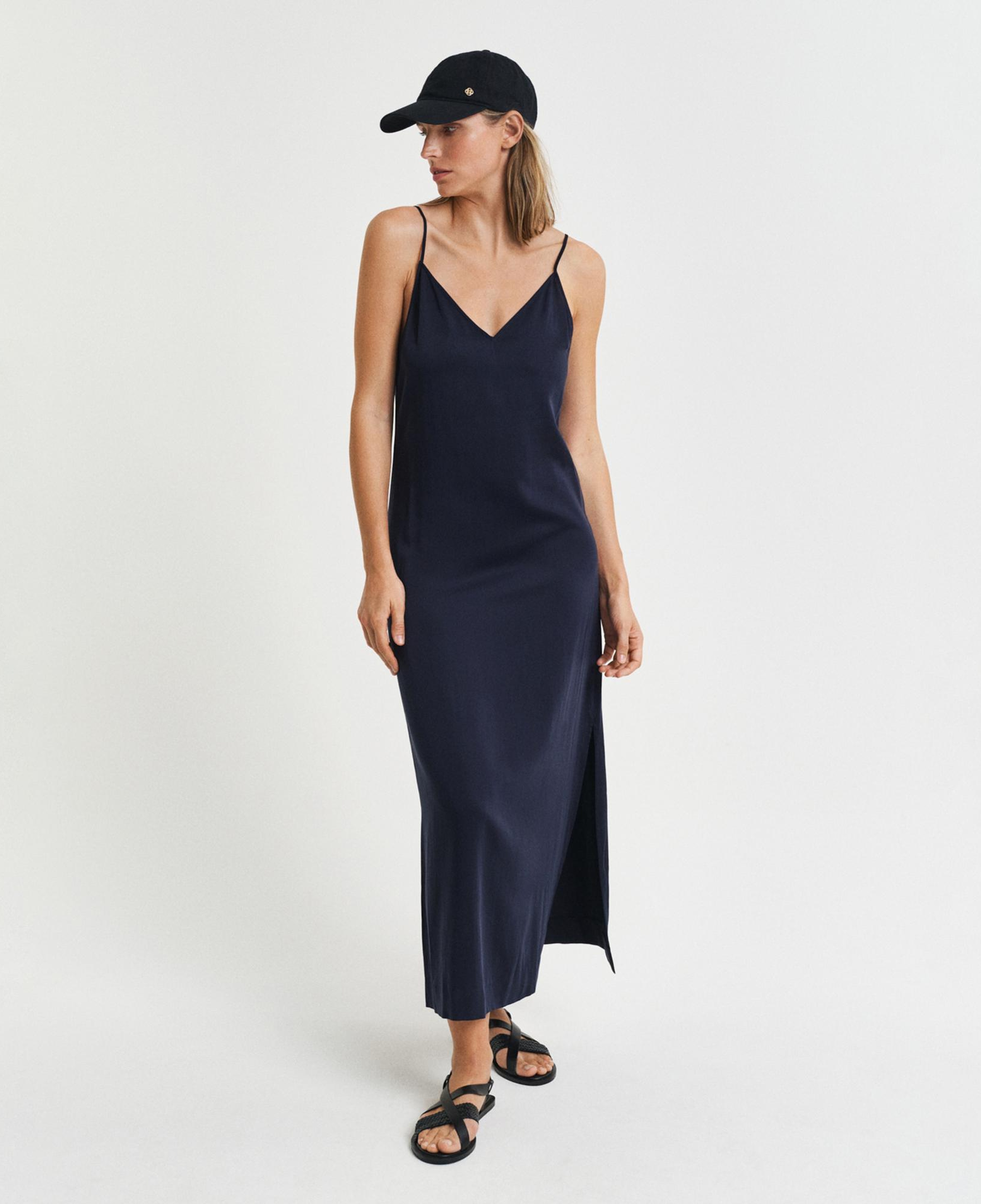 GANT Kadın Lacivert Regular Fit V Yaka Elbise