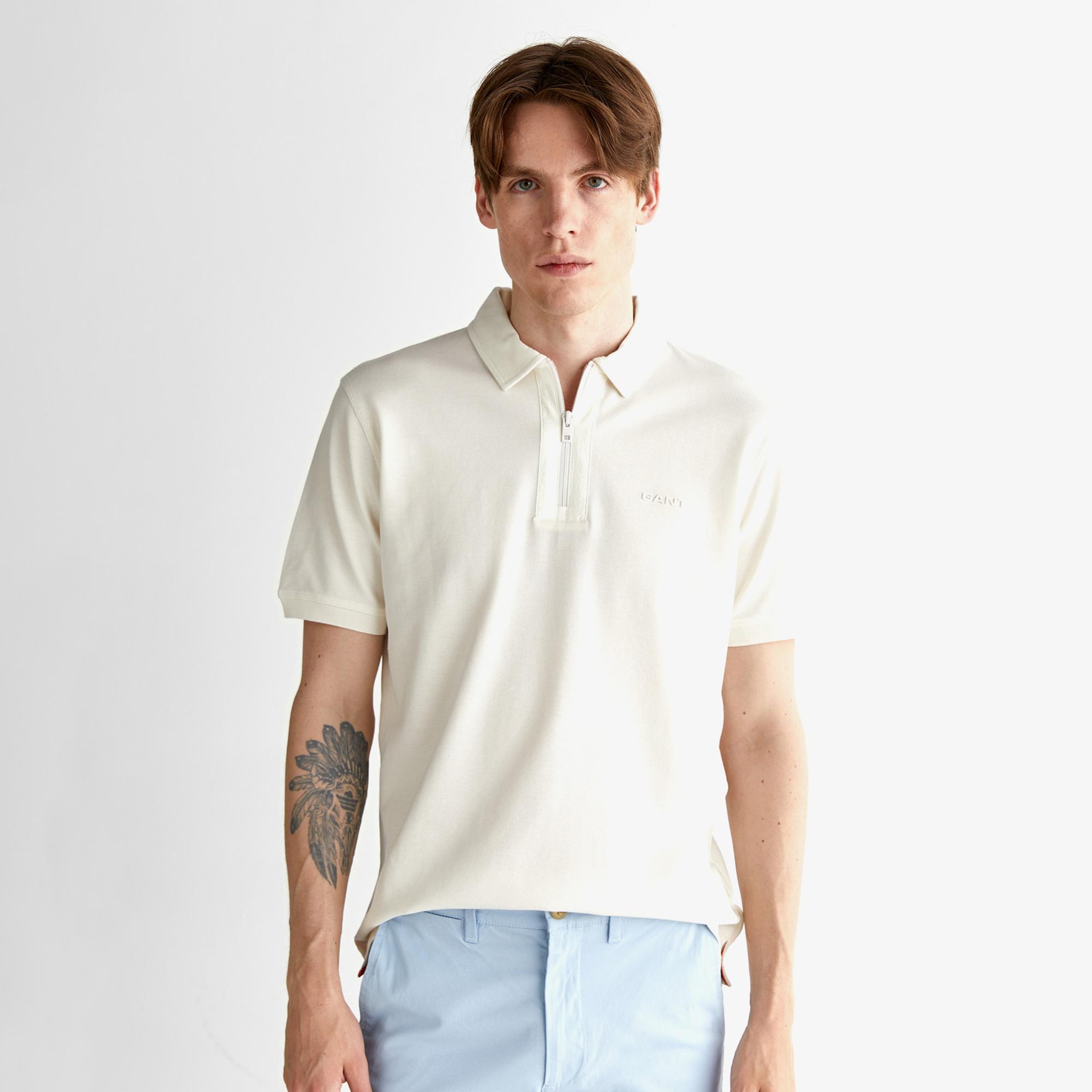 GANT Erkek Krem Regular Fit Logolu Polo