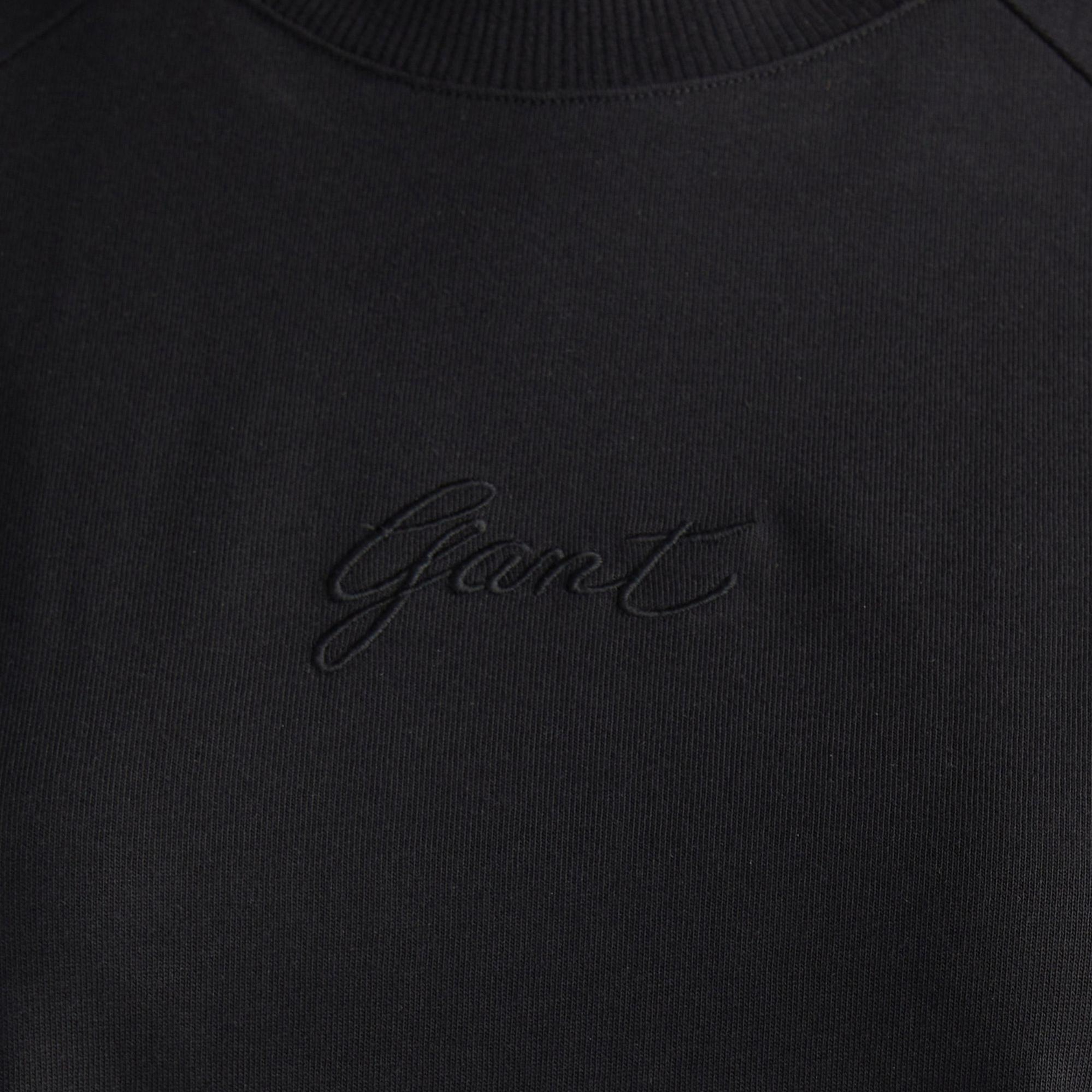 GANT Kadın Siyah Bisiklet Yaka Logolu T-Shirt