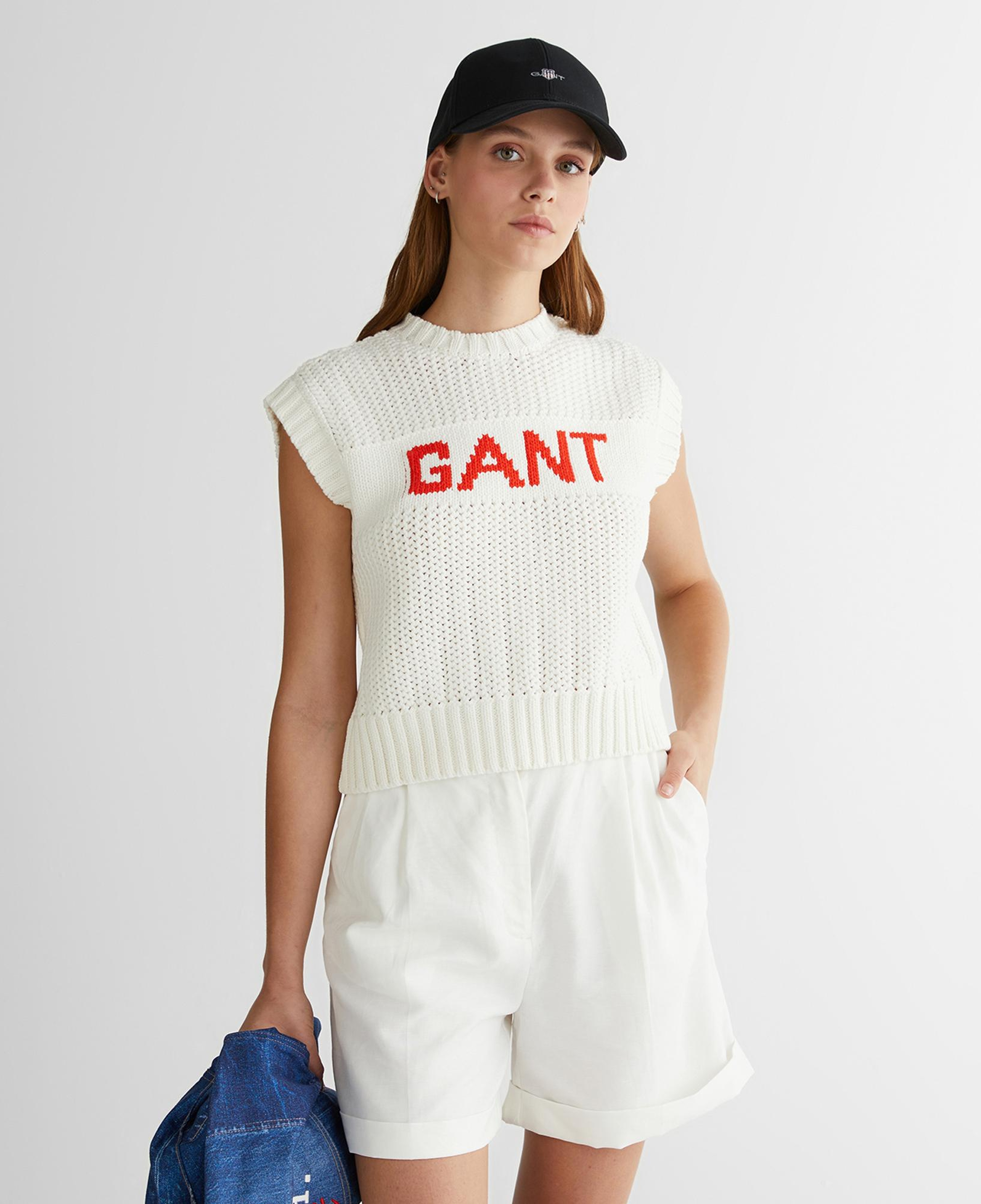 GANT Kadın Krem Bisiklet Yaka Logolu Triko
