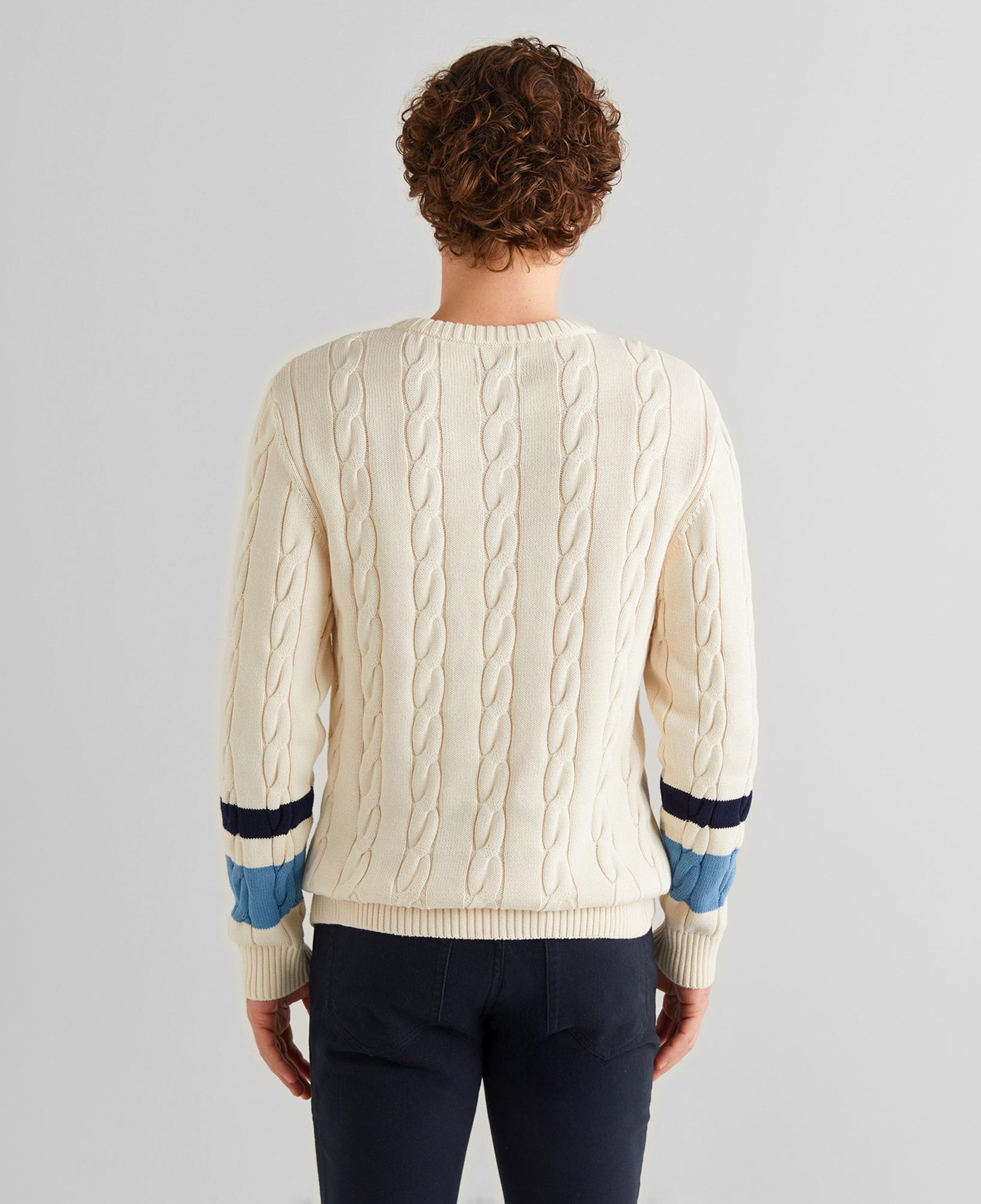 GANT Erkek Krem Relaxed Fit Bisiklet Yaka Renk Bloklu Örgü Kazak