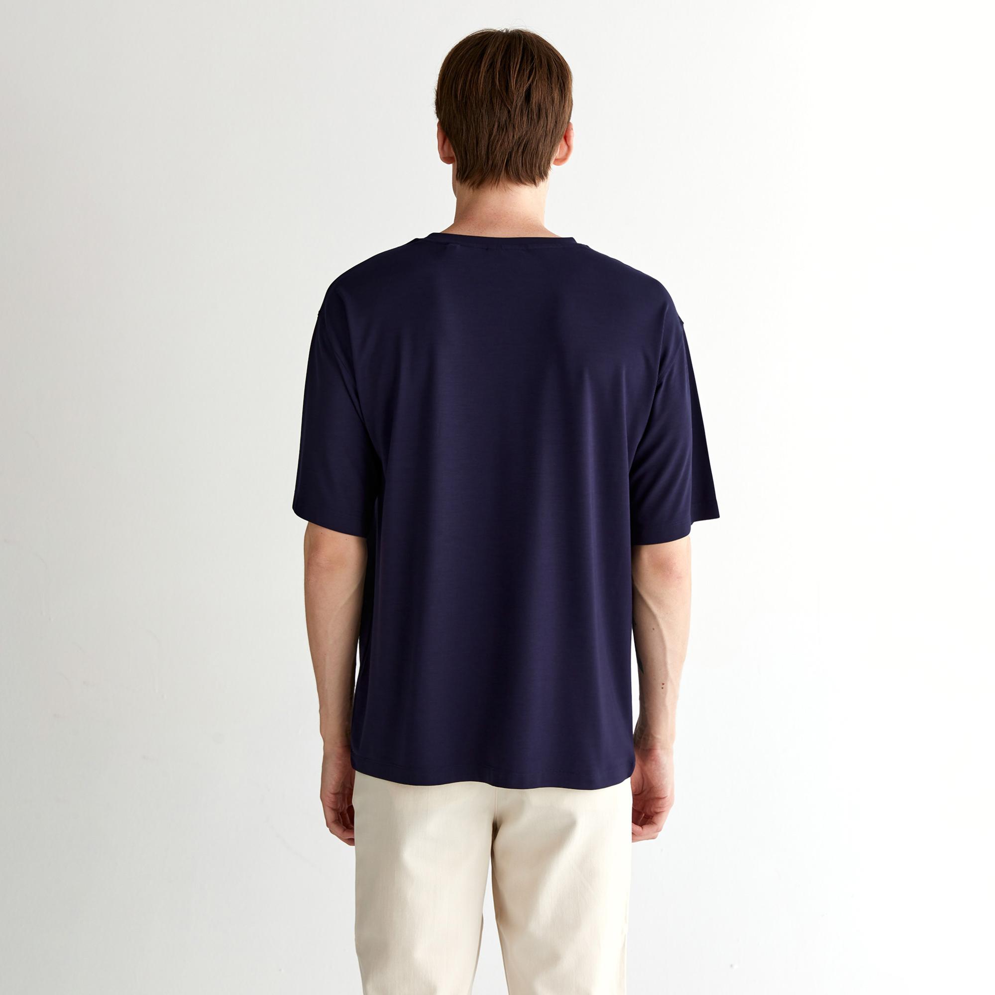 GANT Erkek Lacivert Relaxed Fit Bisiklet Yaka Logolu T-Shirt