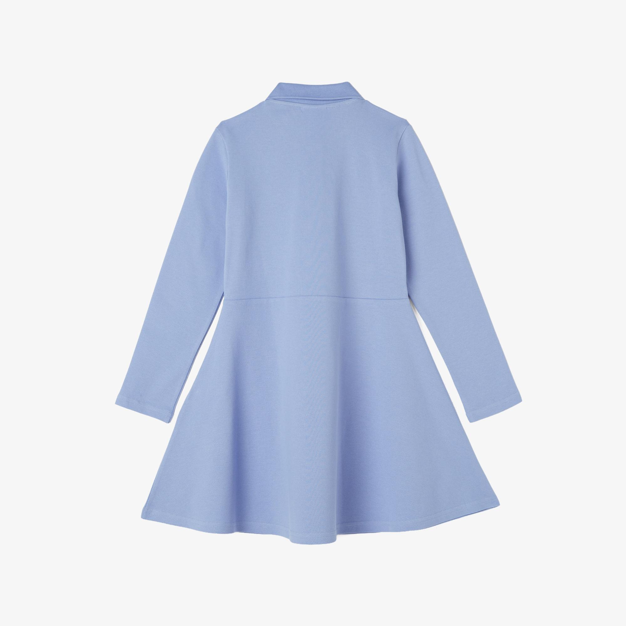 Lacoste Kız Çocuk Uzun Kollu Polo Yaka Mavi Elbise