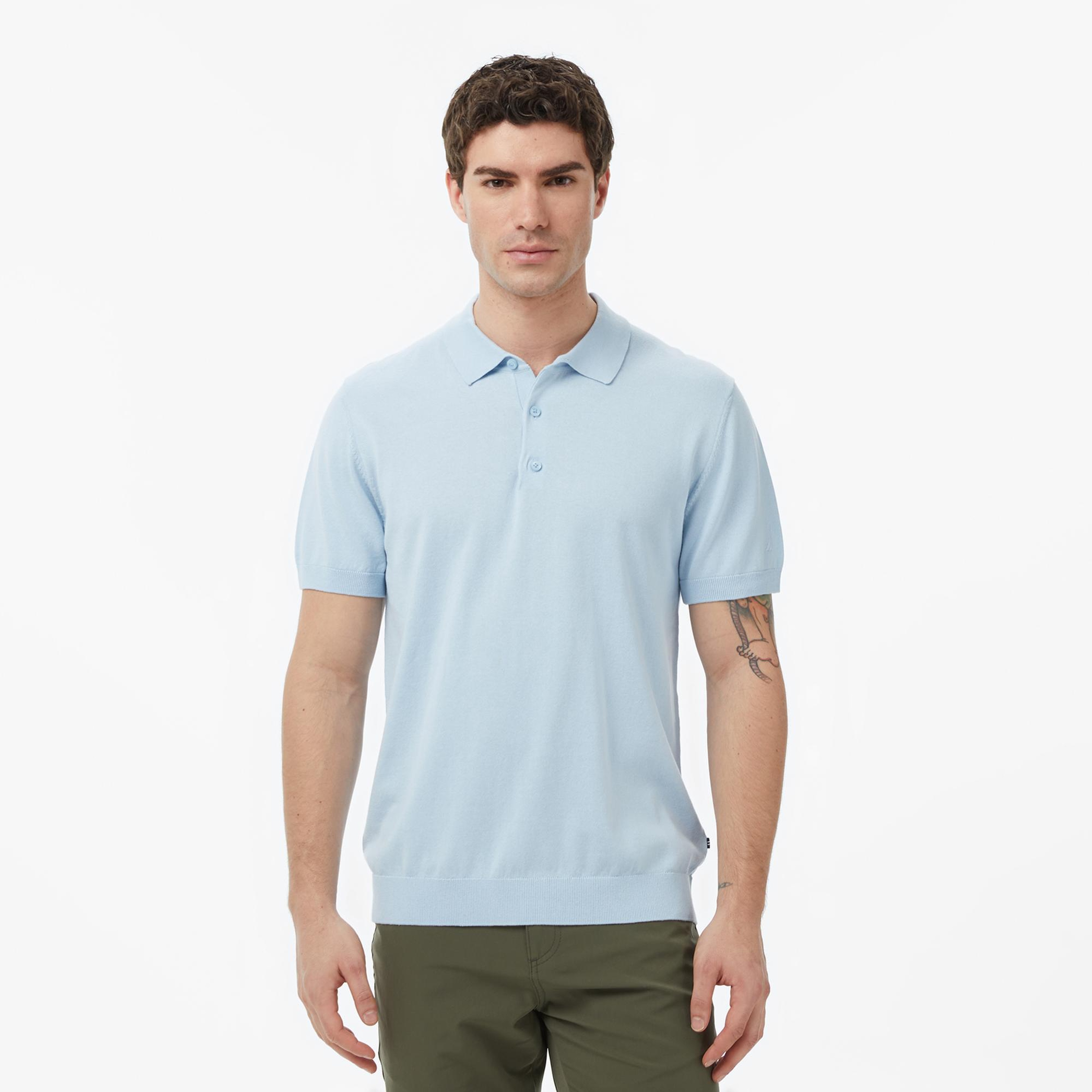 Nautica Erkek Mavi Regular Fit Kısa Kollu Triko