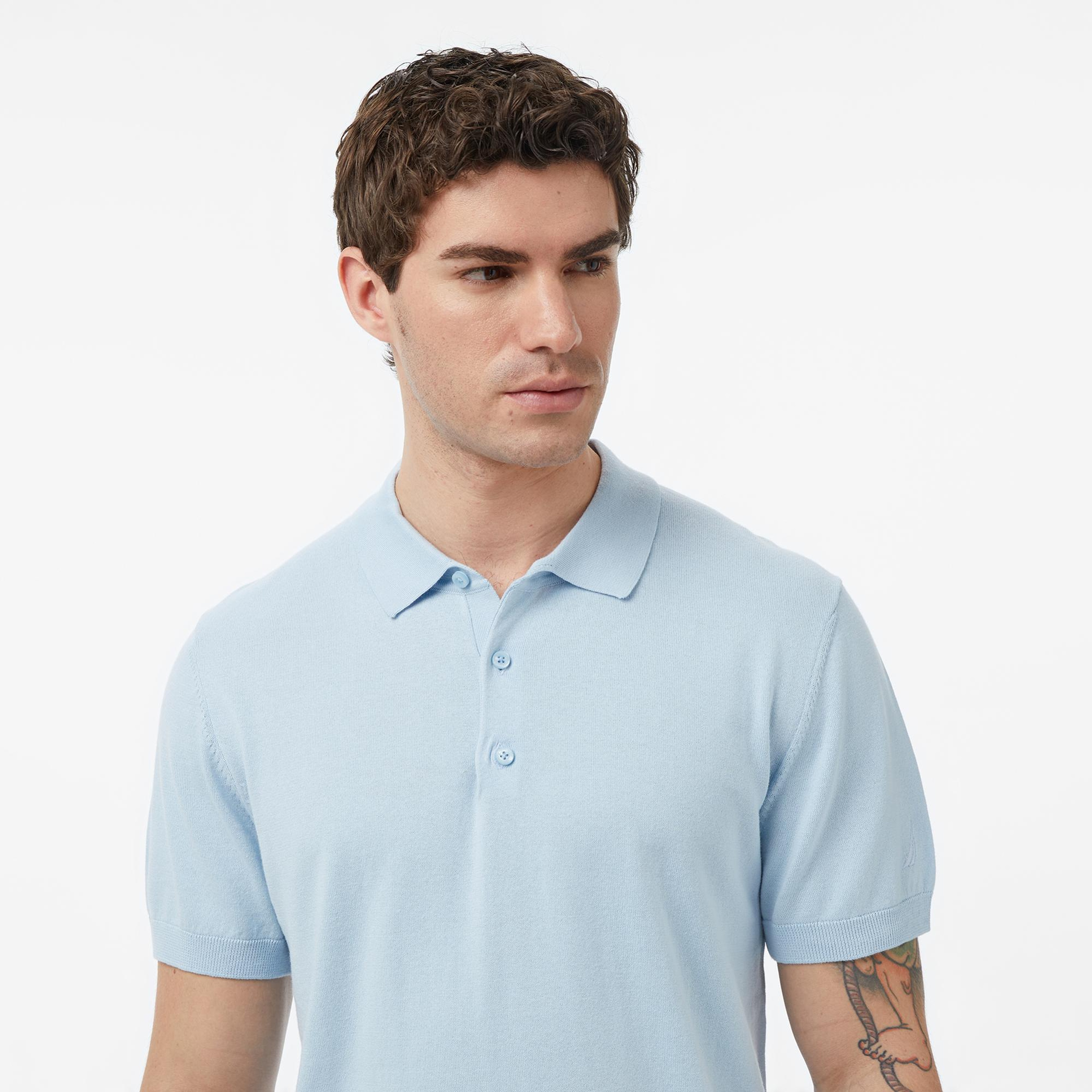 Nautica Erkek Mavi Regular Fit Kısa Kollu Triko