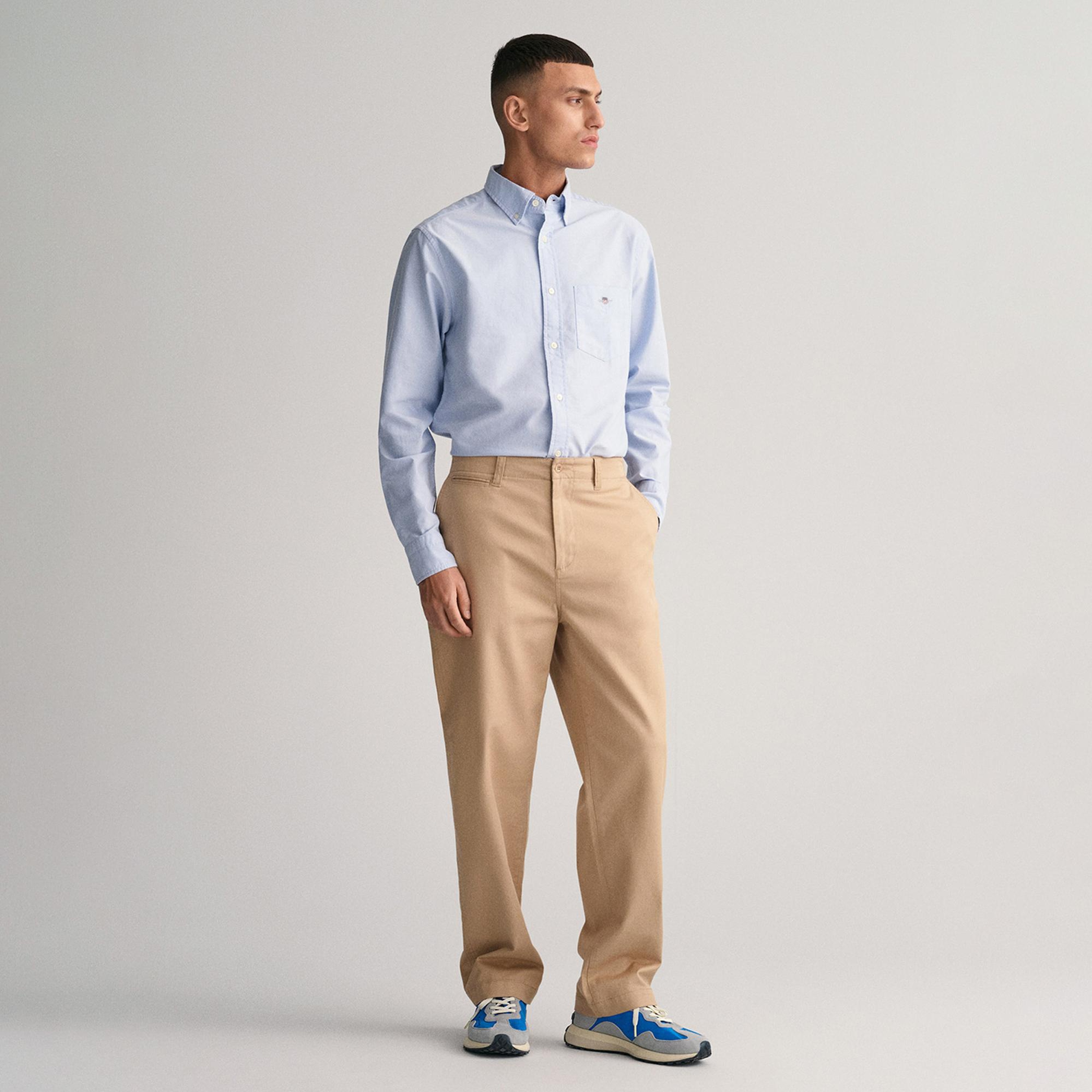 GANT Erkek Mavi Regular Fit Logolu Gömlek