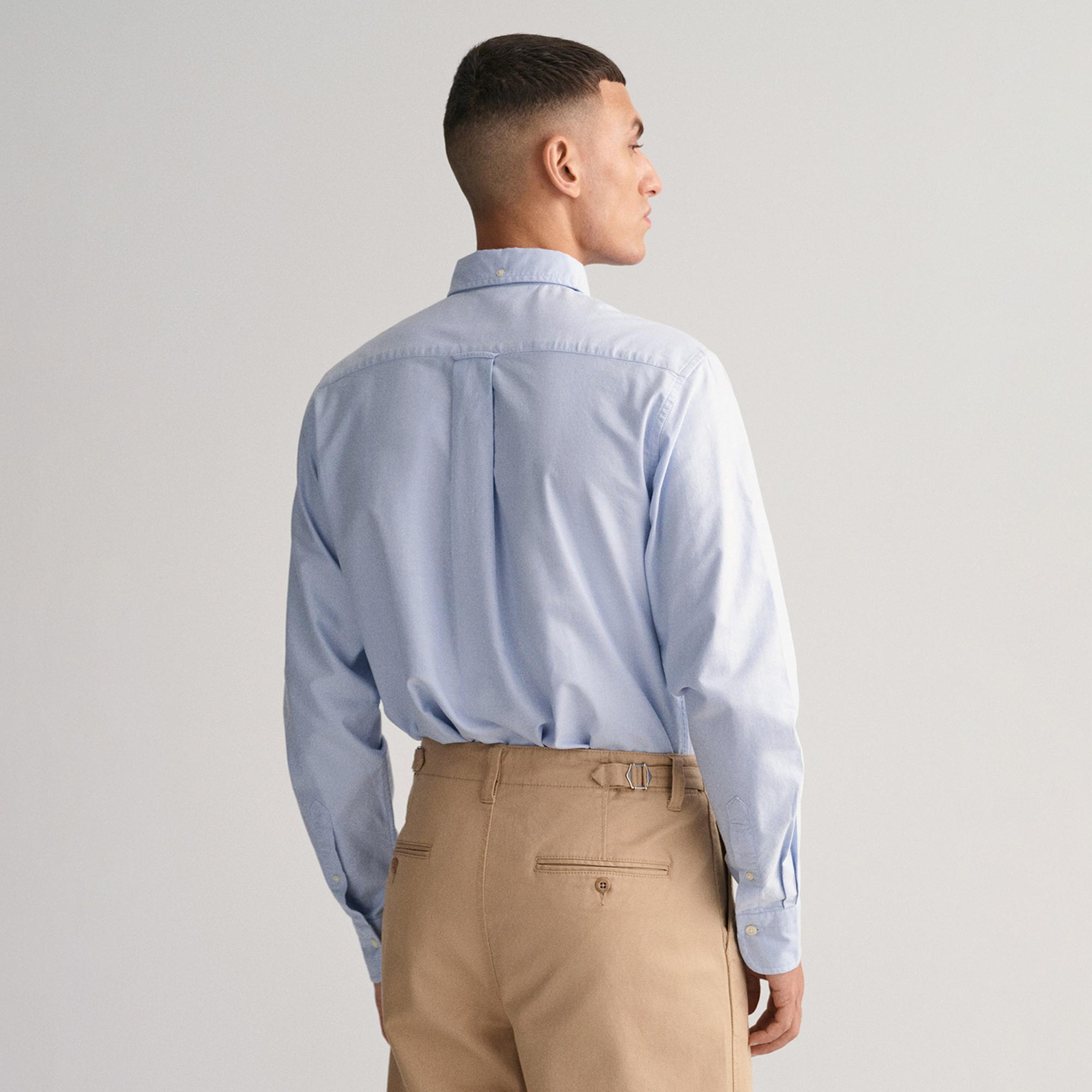 GANT Erkek Mavi Regular Fit Logolu Gömlek