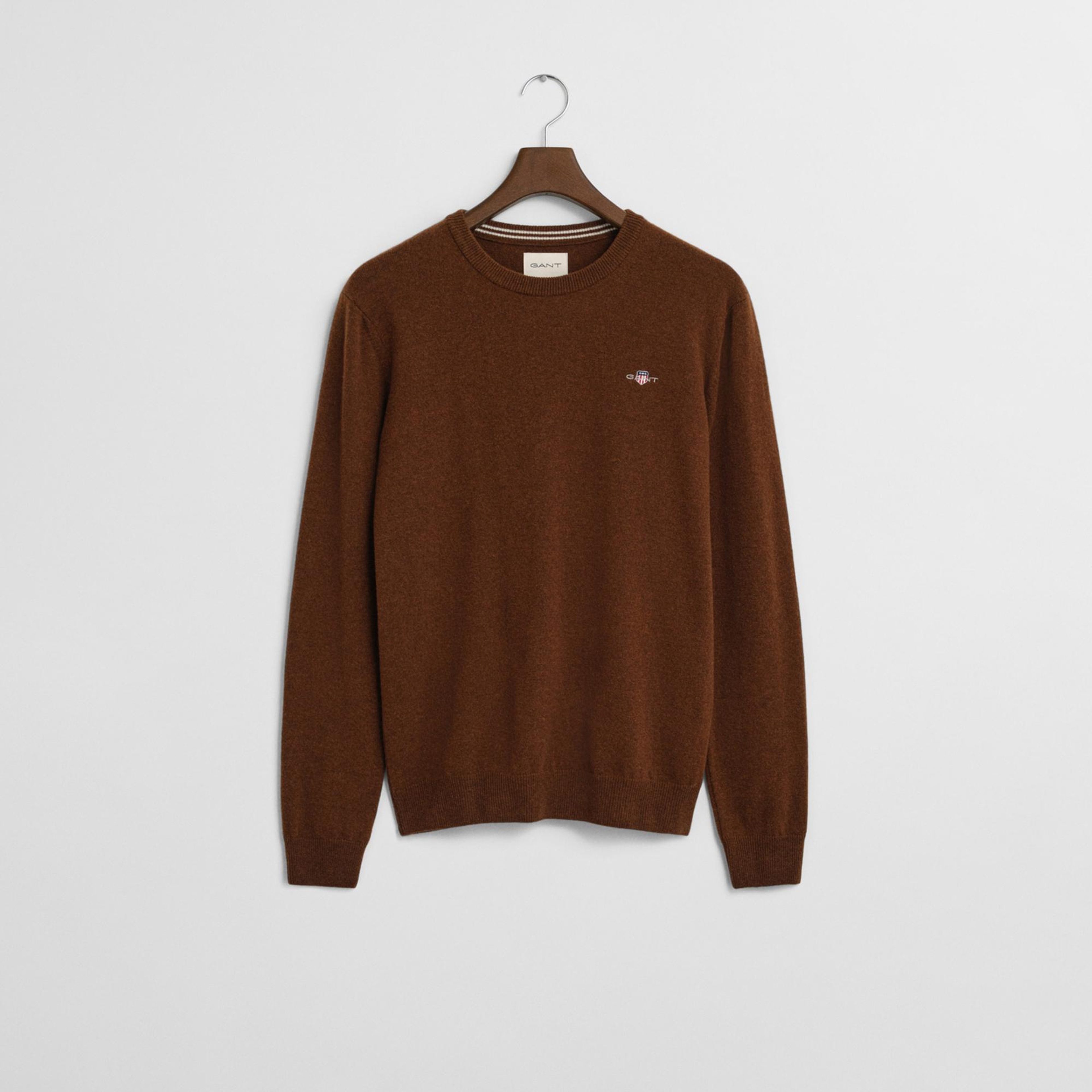 GANT Erkek Kahverengi Regular Fit Bisiklet Yaka Yün Kazak