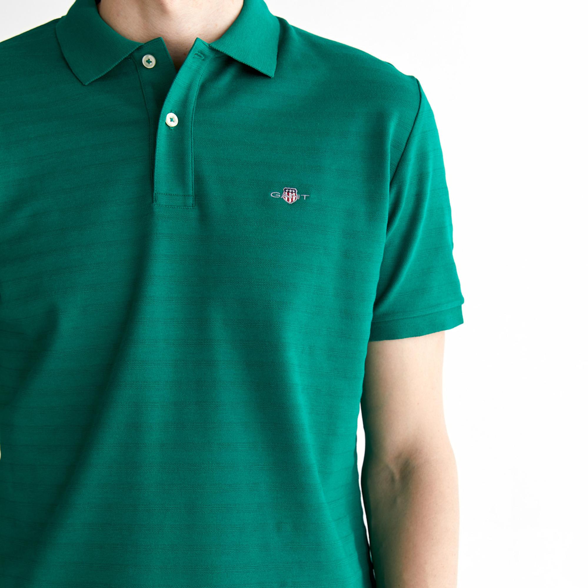 GANT Erkek Yeşil Regular Fit Çizgili Polo