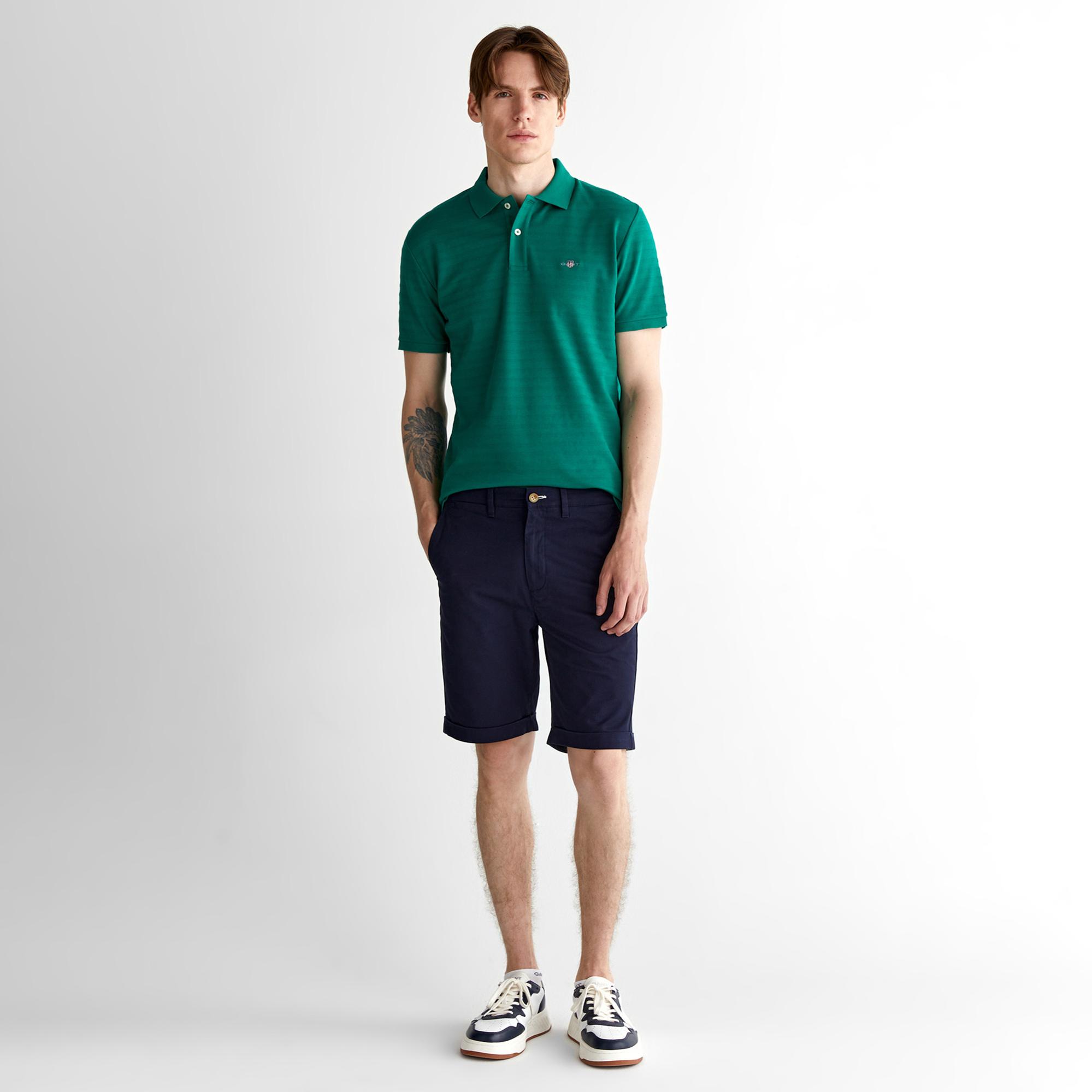 GANT Erkek Yeşil Regular Fit Çizgili Polo
