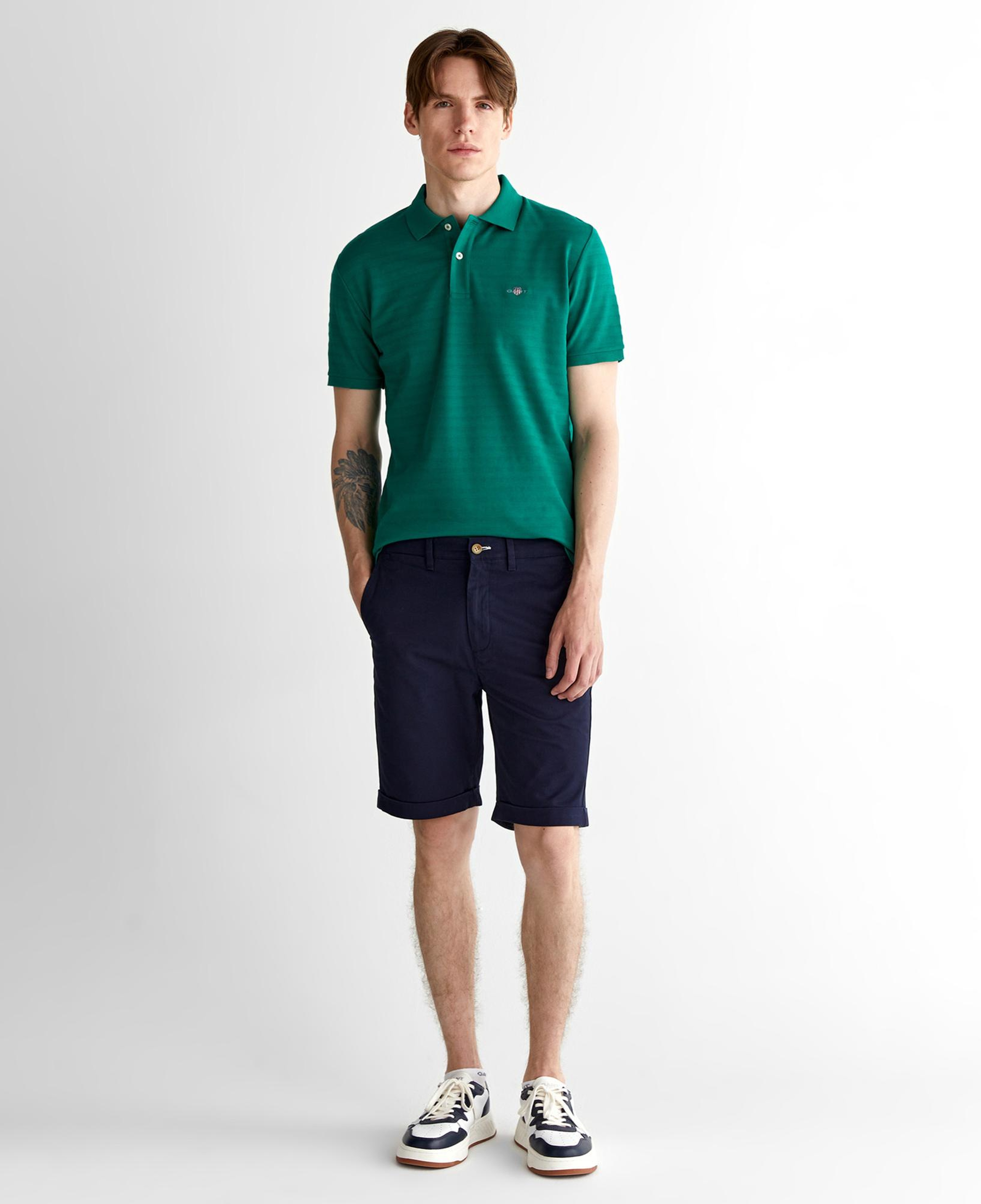 GANT Erkek Yeşil Regular Fit Çizgili Polo