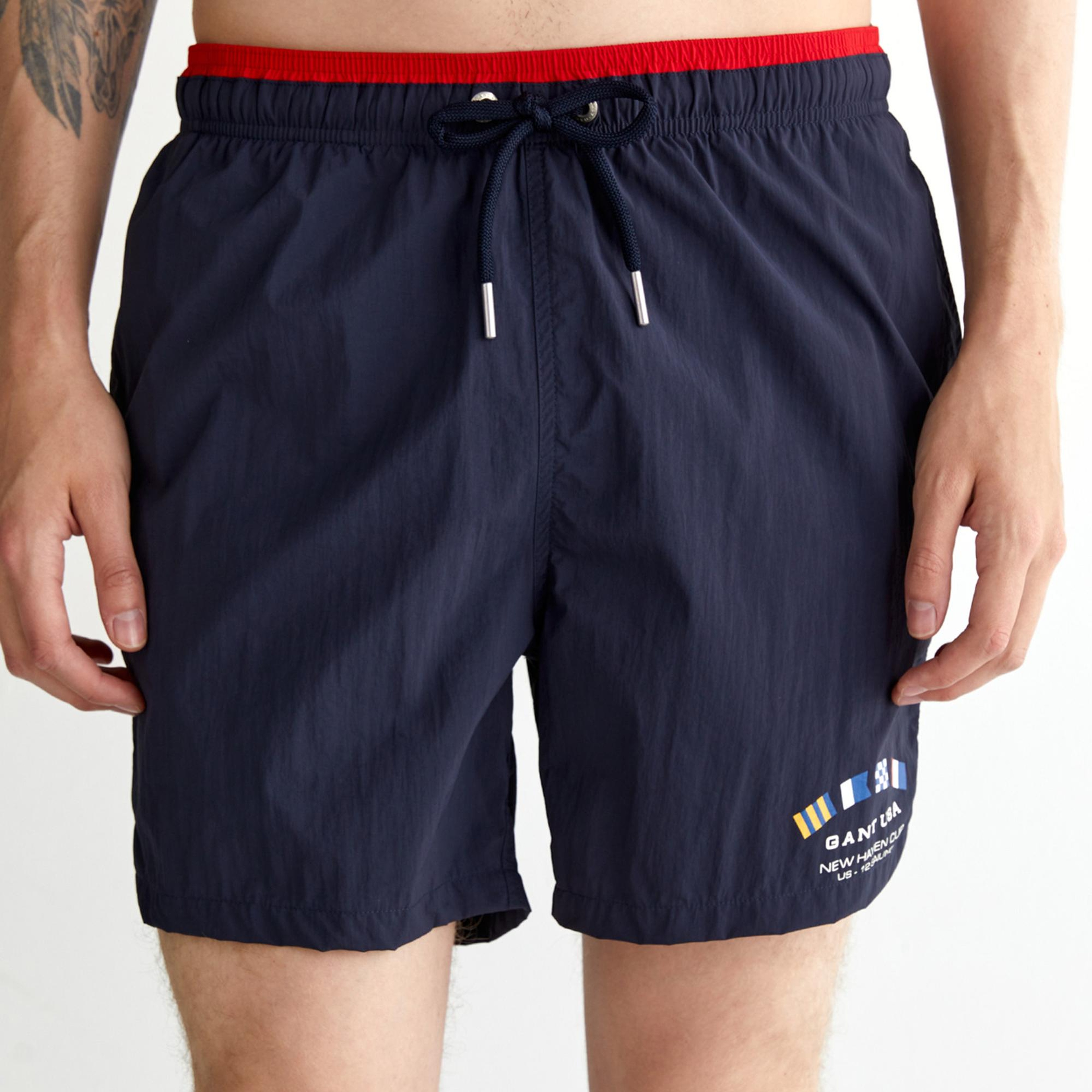 GANT Erkek Lacivert Regular Fit Logolu Mayo Şort