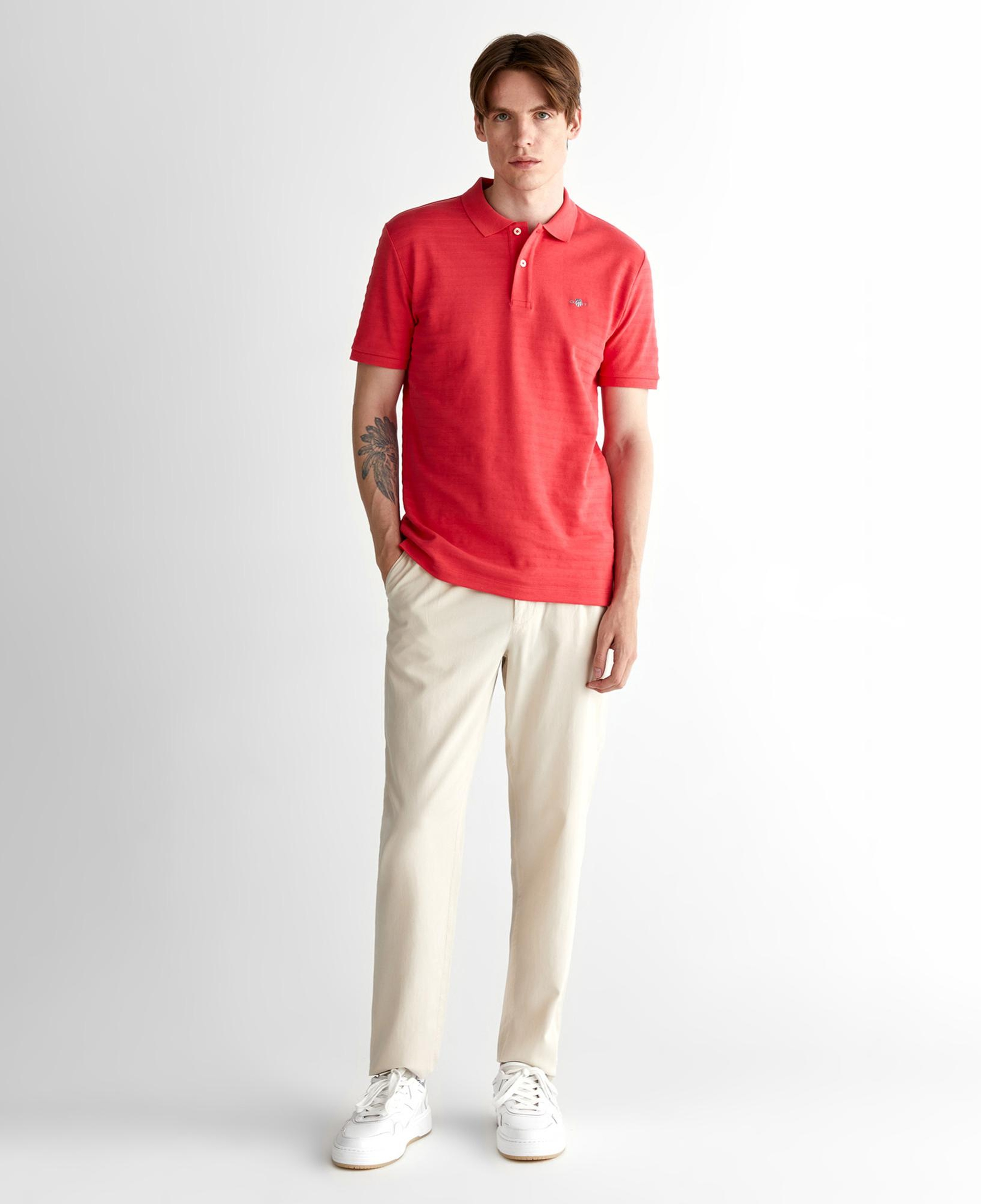 GANT Erkek Kırmızı Regular Fit Çizgili Polo