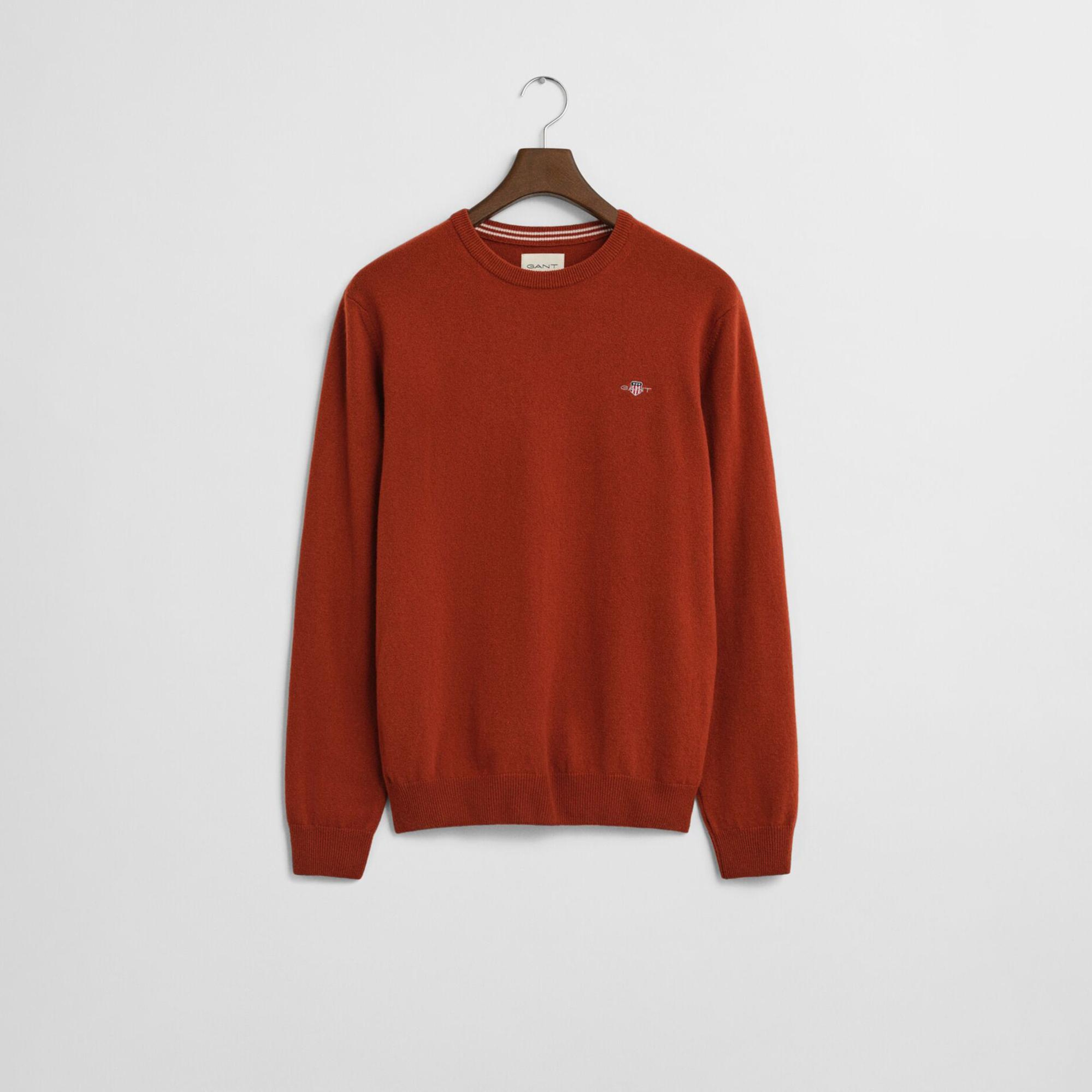 GANT Erkek Kırmızı Regular Fit Bisiklet Yaka Yün Kazak