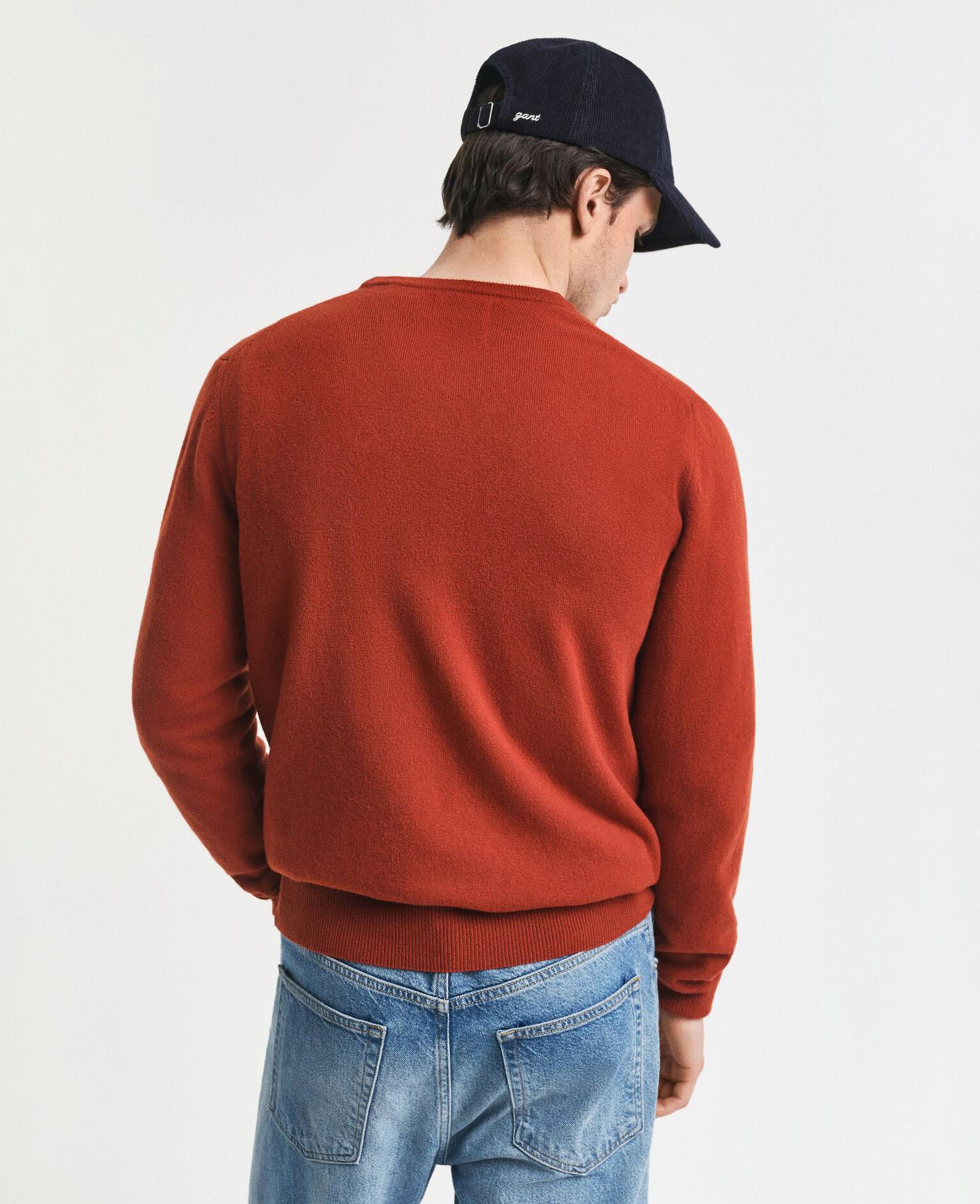 GANT Erkek Kırmızı Regular Fit Bisiklet Yaka Yün Kazak