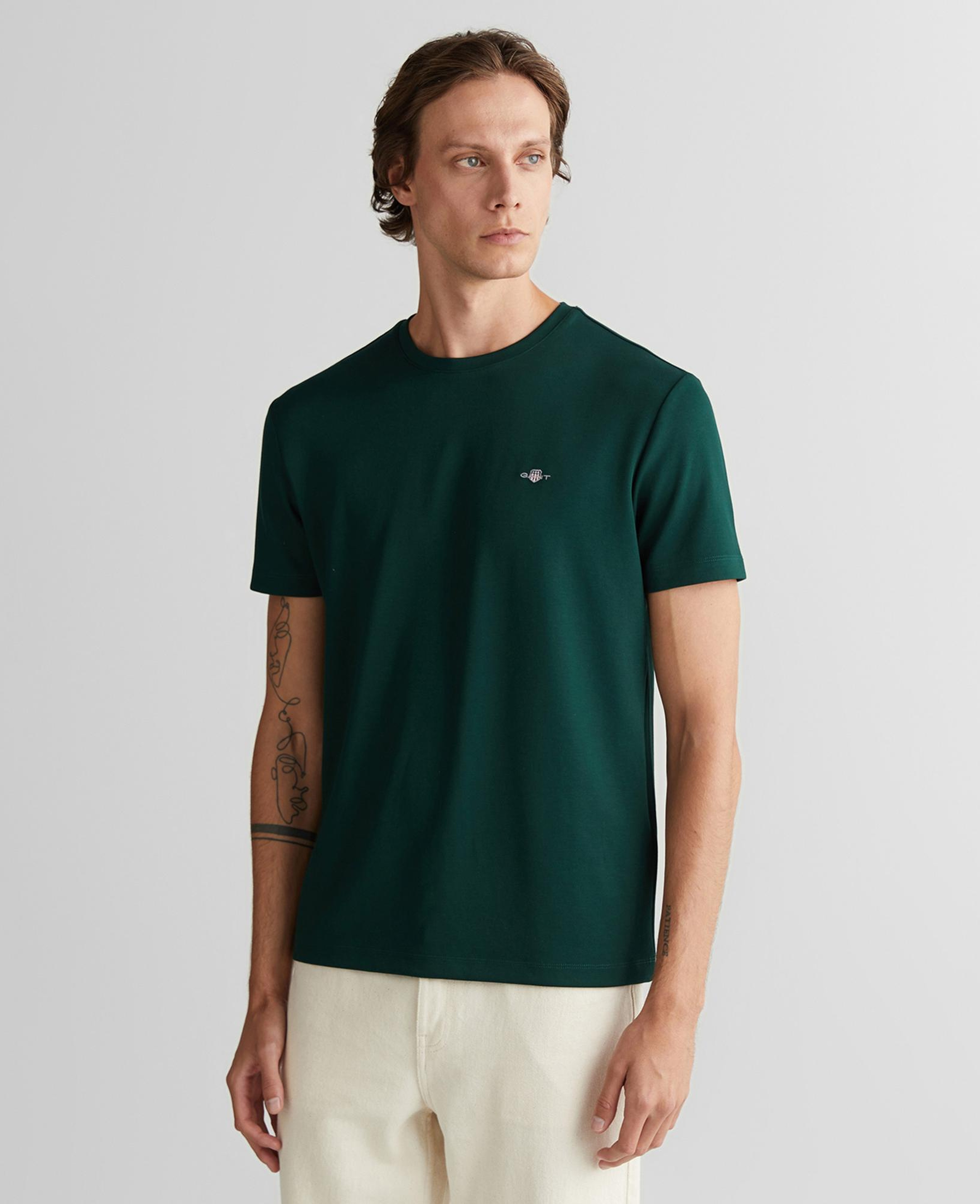 GANT Erkek Yeşil Regular Fit Bisiklet Yaka T-Shirt