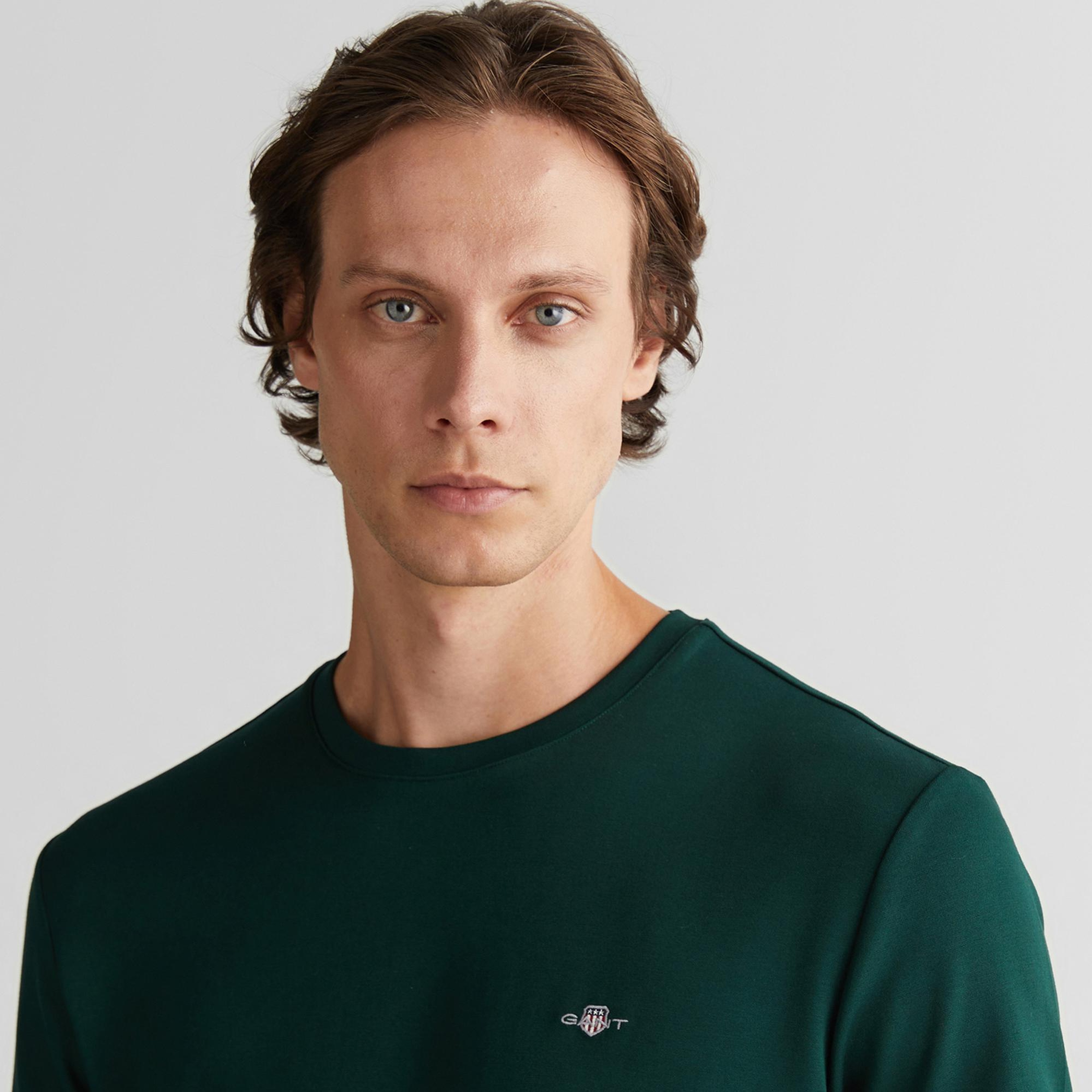 GANT Erkek Yeşil Regular Fit Bisiklet Yaka T-Shirt