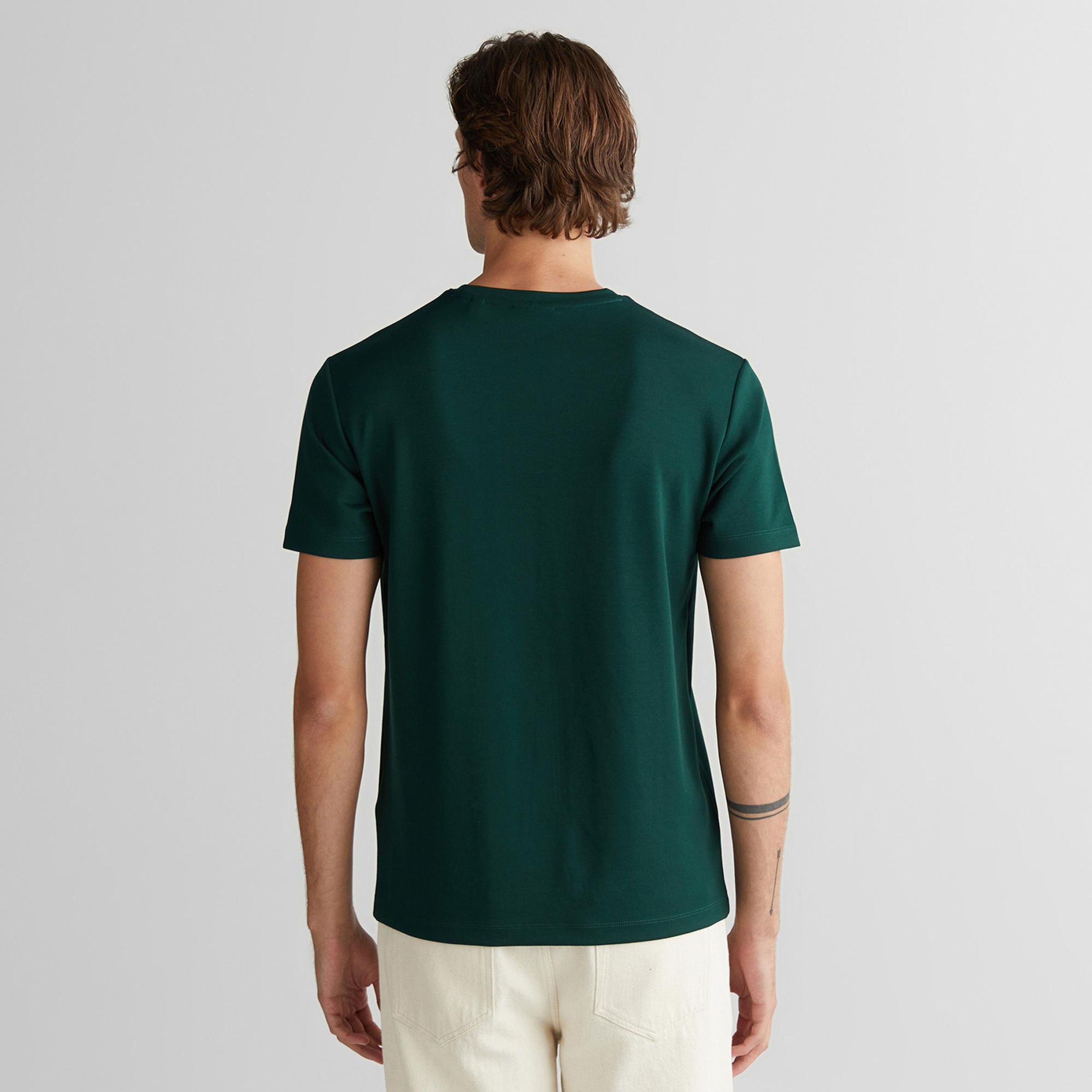 GANT Erkek Yeşil Regular Fit Bisiklet Yaka T-Shirt