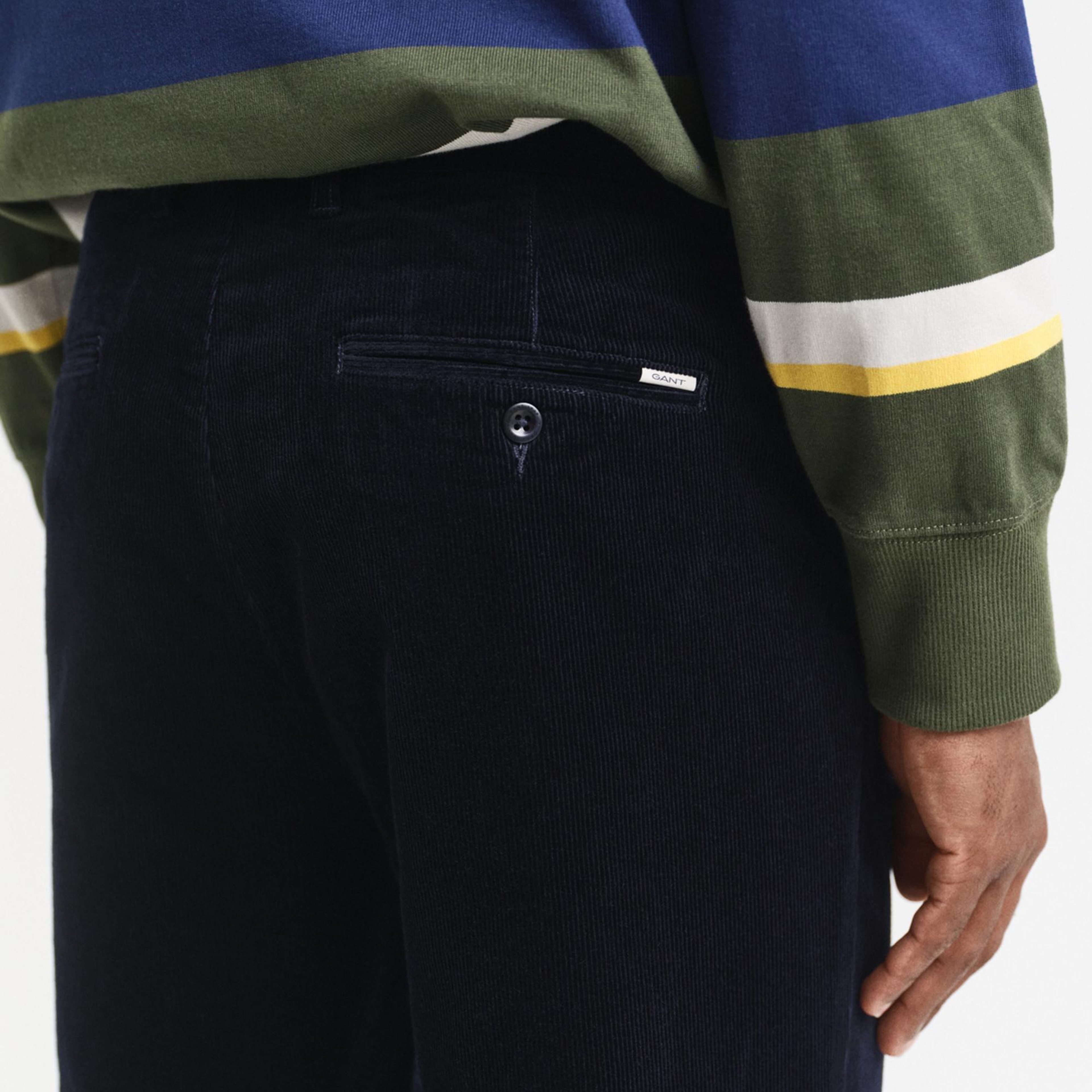 GANT Erkek Lacivert Regular Fit Cord Chino Pantolon