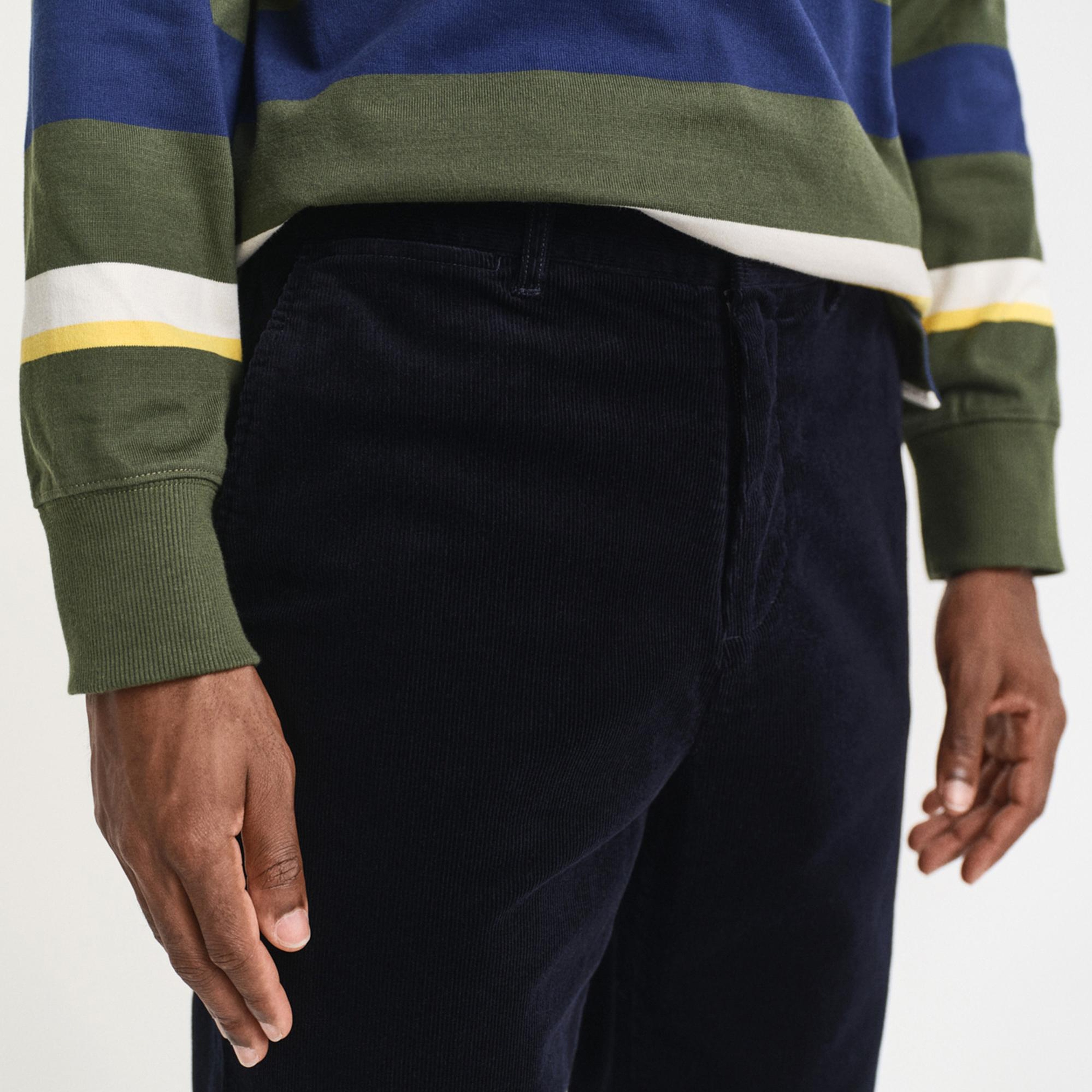 GANT Erkek Lacivert Regular Fit Cord Chino Pantolon